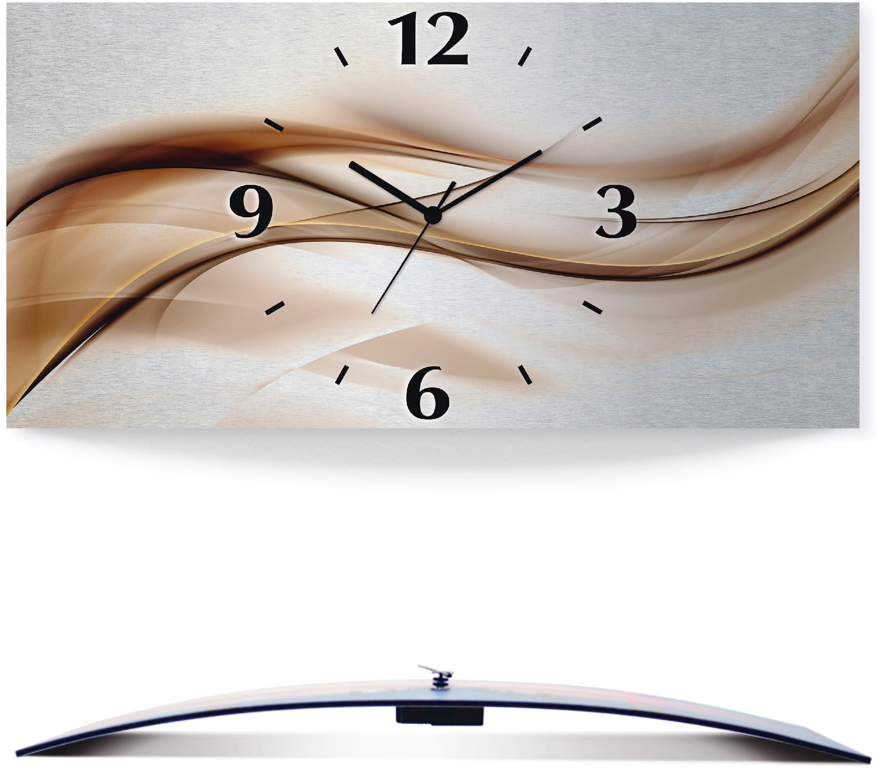 Artland Wanduhr »Braune abstrakte Welle« 3D Optik gebogen, mit Quarz- oder Funkuhrwerk, versch. Größen