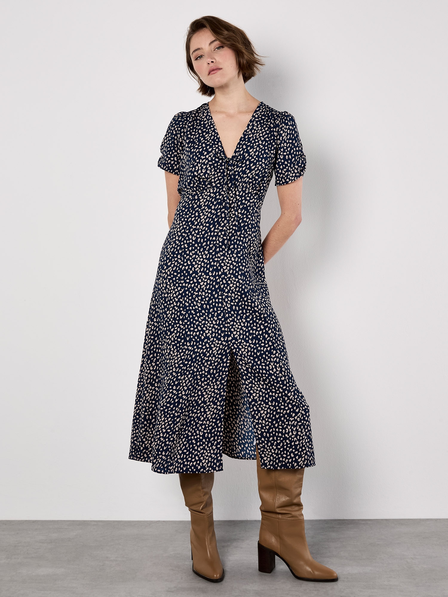 Apricot Druckkleid »Animalprintkleid« 2 tlg. mit zarten Raffungen