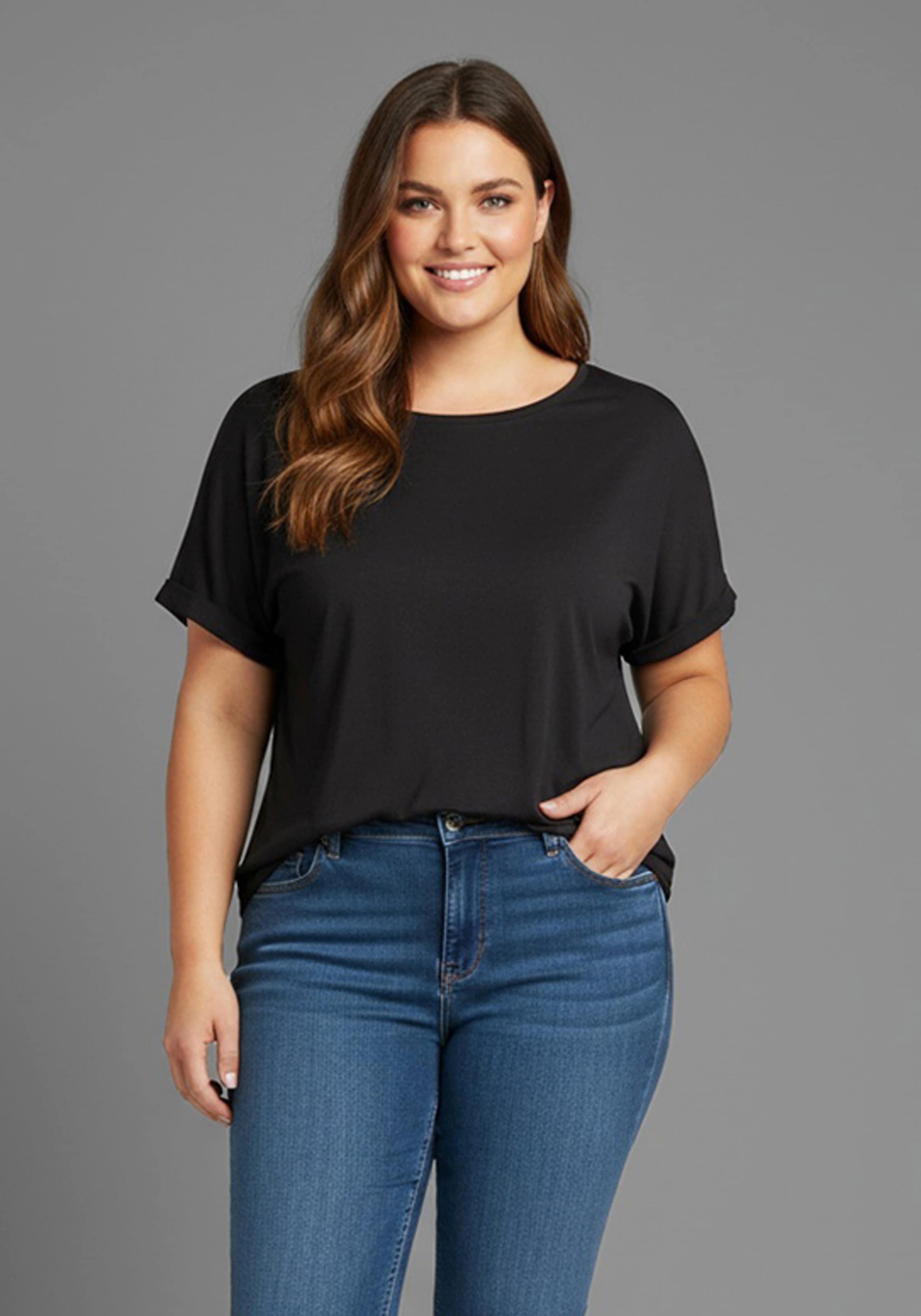 Laura Scott CURVE T-Shirt 2 Stk. im 2er Pack mit modischem Ärmelaufschlag - GROSSE GRÖSSEN