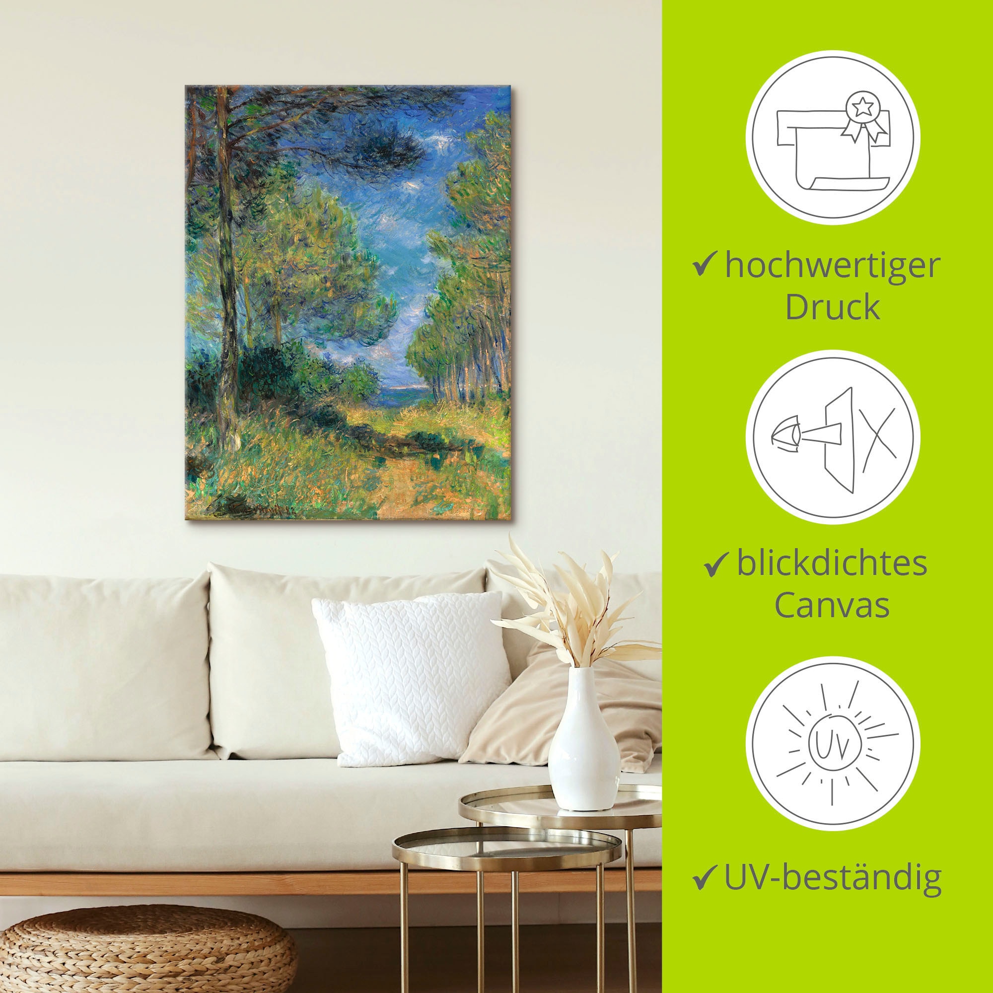 Artland Wandbild »Nadelbäume in Varengeville. 1882« Wiesen & Bäume 1 Stk. tlg. als Leinwandbild, Wandaufkleber in verschied. Größen