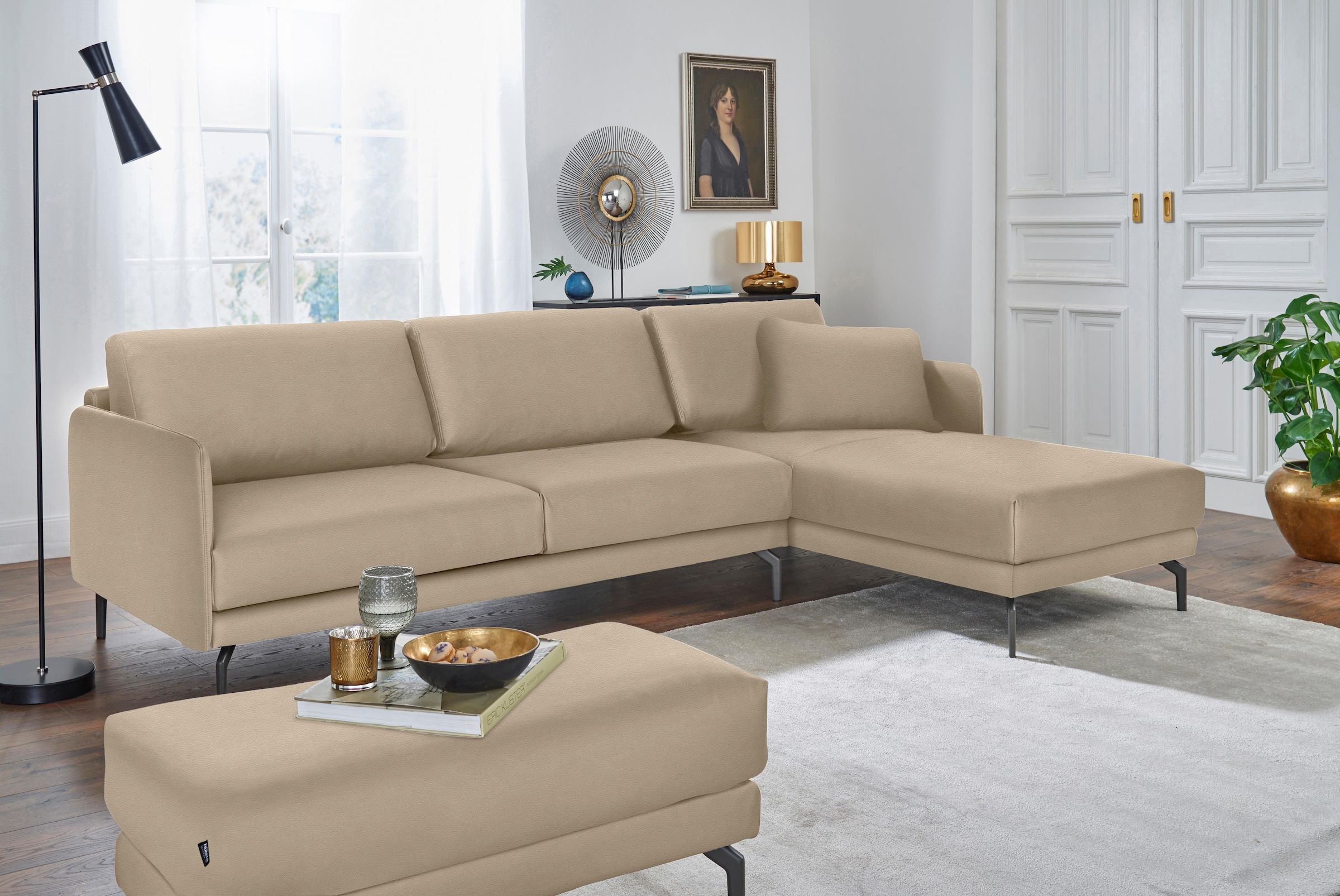 hülsta sofa Ecksofa »hs.450«, Breite umbragrau Alugussfüße Armlehne in 234 cm, Rechnung schmal, auf sehr bestellen