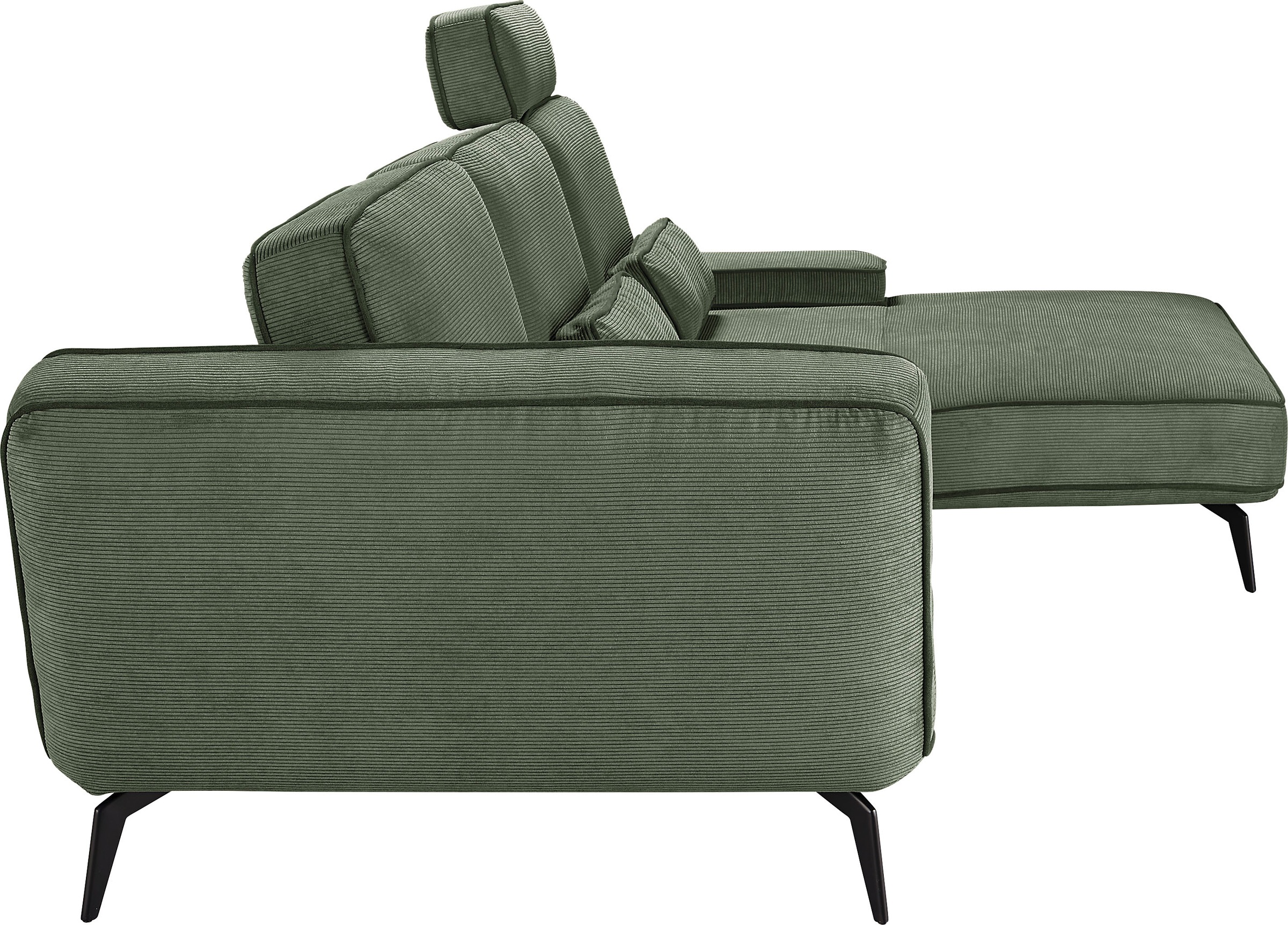 set one by Musterring Ecksofa »SO 4500, Füße schwarz matt, inkl Schwenkrückenfunktion, Cord, L-Form«, wahlweise mit Kopfstütze/Armteilverstellung/Rückenneigung