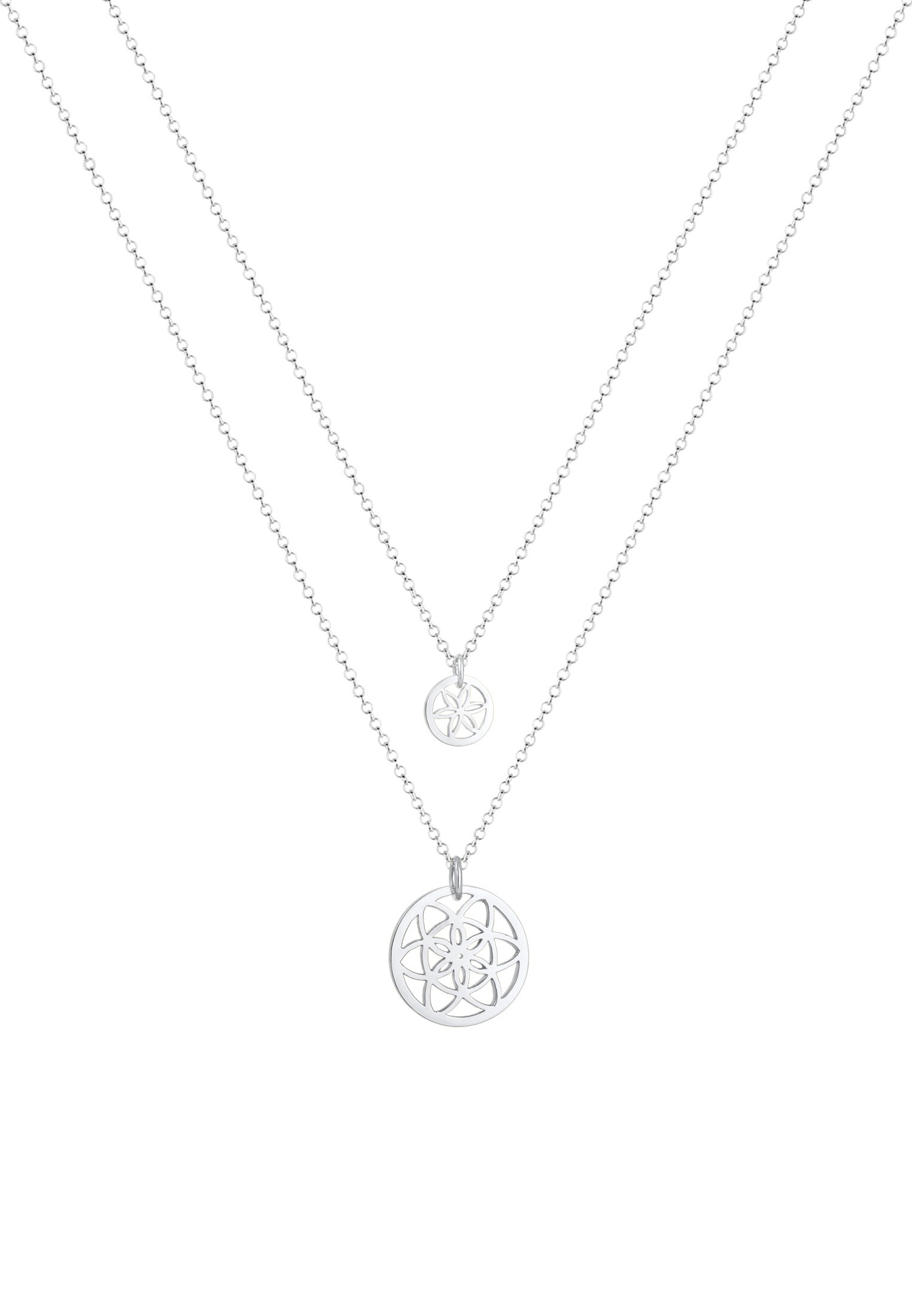 Elli Ketten-Set »Halskette Blume des Lebens Mutter Tochter 2er Set Silber«