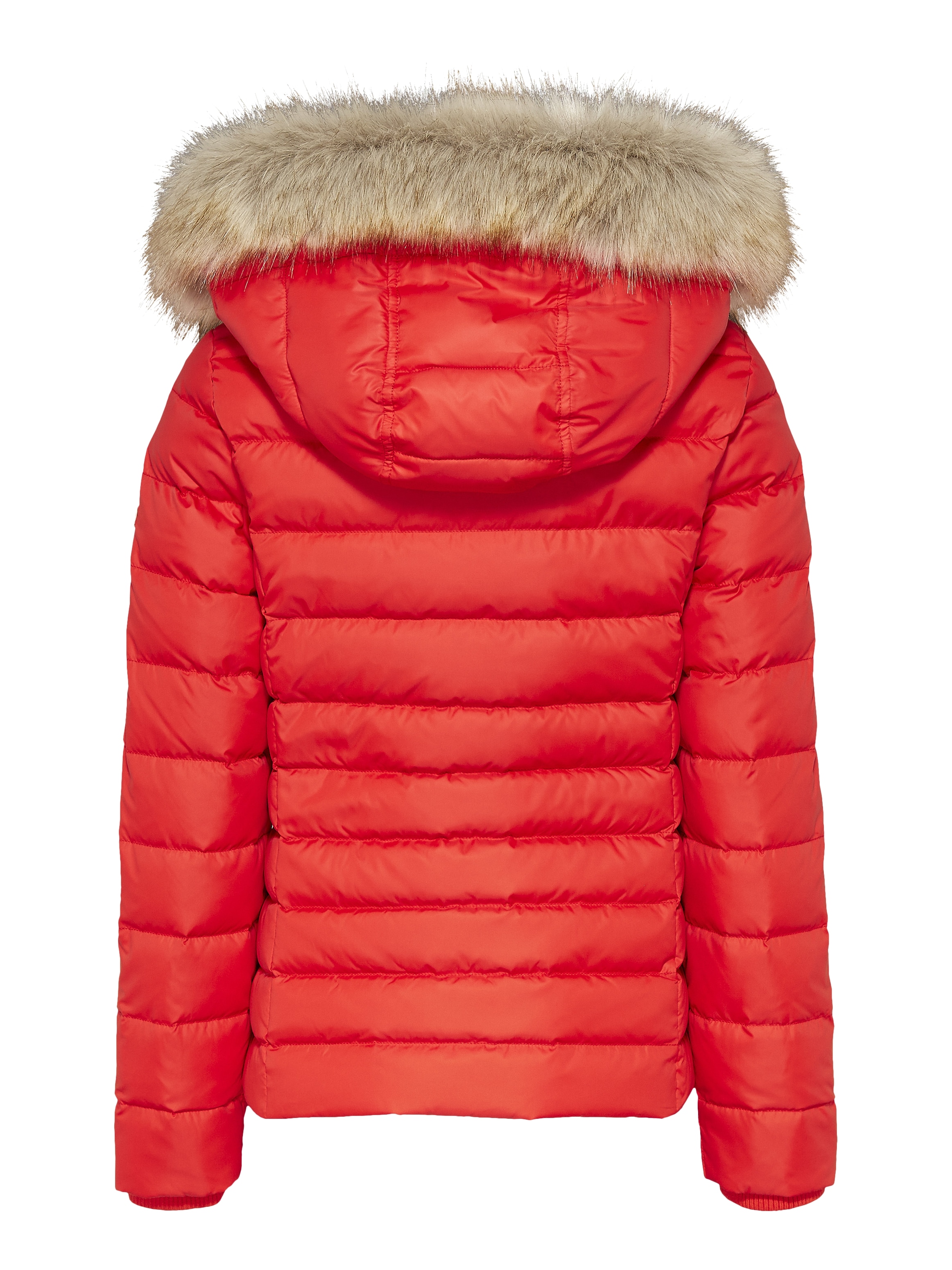 Tommy Jeans Daunenjacke »BASIC HOODED DOWN JACKET«, mit Kapuze, mit Fellimitat an der Kapuze & Tommy Jeans Logo-Flag