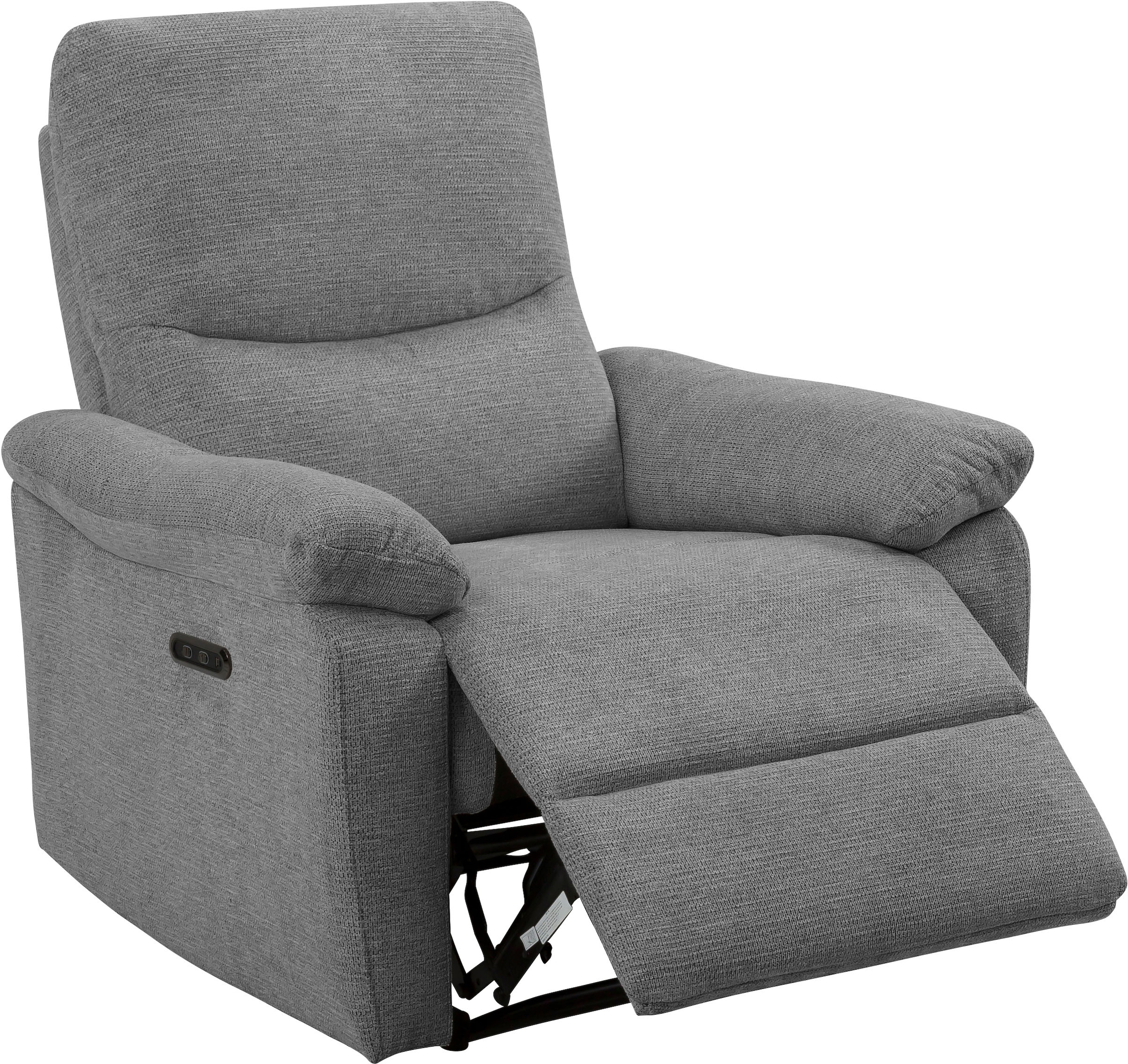 Home affaire Relaxsessel »ODILON, TV-Sessel mit Relax- und Liegefunktion, Struktur-Bezug«, manuelle und elektrische Funktion (mit USB A/C), Federkern-Polsterung