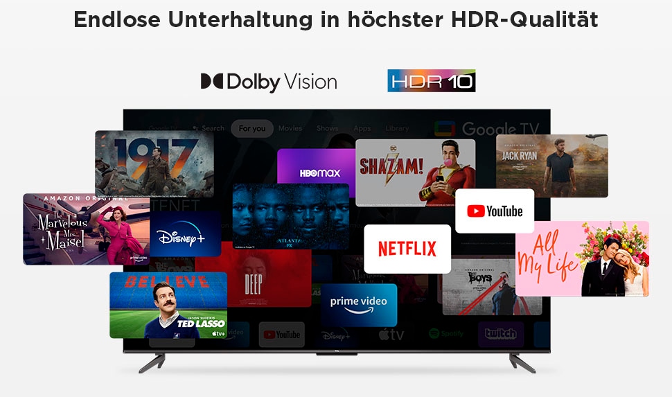 TCL LED-Fernseher, 126 cm/50 Zoll, 4K Ultra HD, Smart-TV-Google TV, HDR Premium, Dolby Atmos, HDMI 2.1, Metallgehäuse