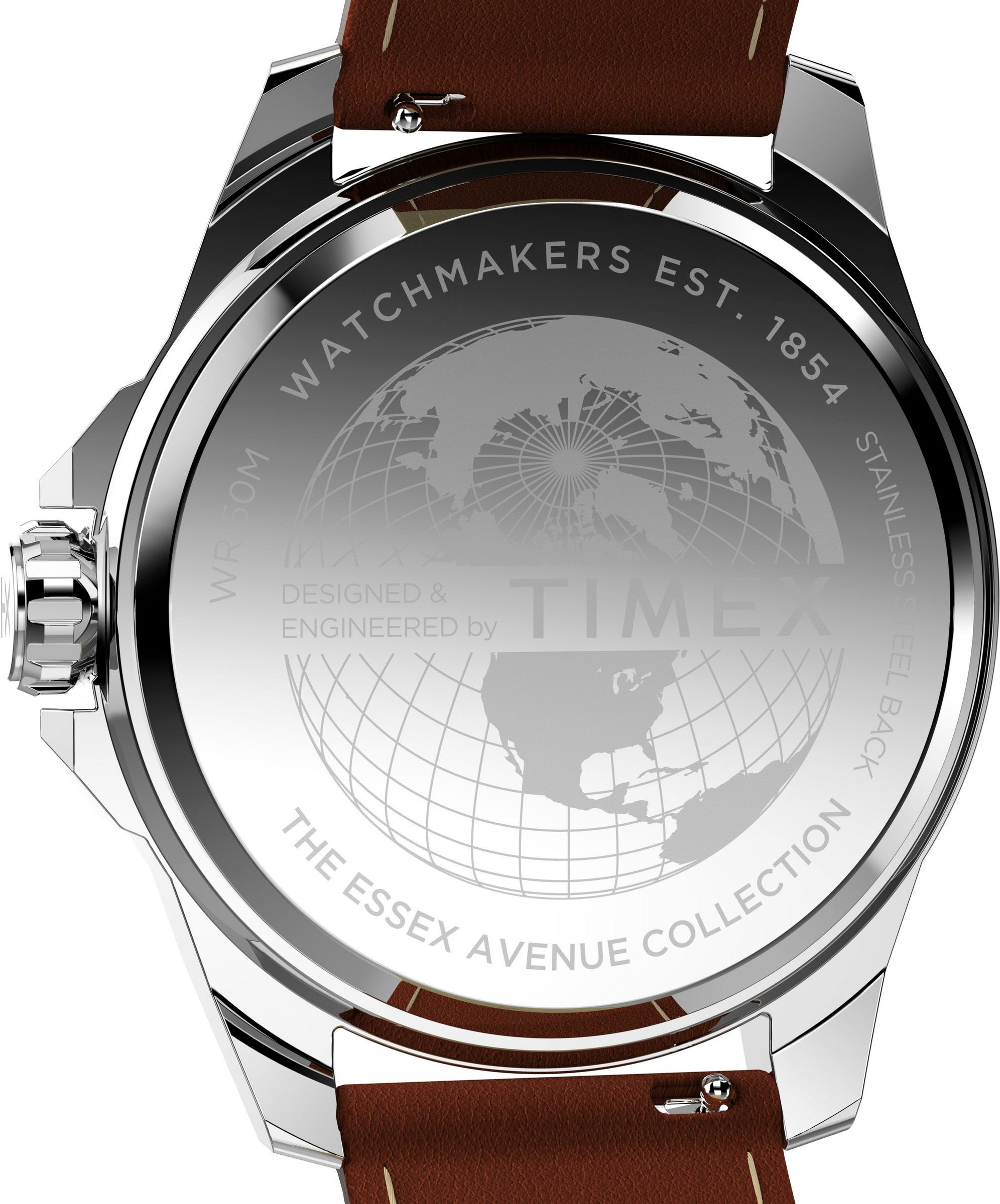 Timex Quarzuhr »ESSEX«, Armbanduhr, Herrenuhr,Lederarmband,Datum, Leuchtzeiger