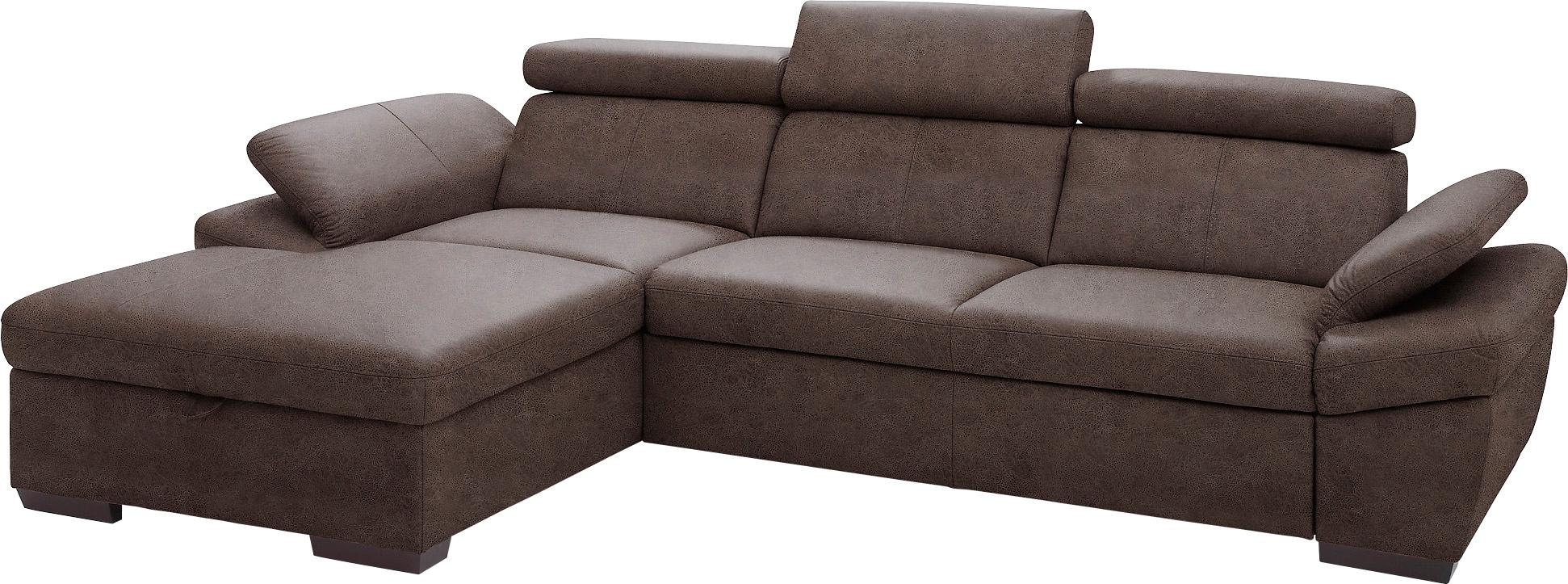 exxpo - sofa fashion Ecksofa »Salerno, klassisch modernes Funktionssofa, hoher Sitzkomfort, L-Form« inkl. Kopf- und Armteilverstellung, wahlweise mit Bettfunktion