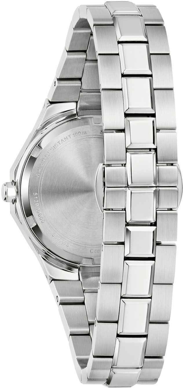 Bulova Quarzuhr, Armbanduhr, Damenuhr, Edelstahlarmband, analog, Tag