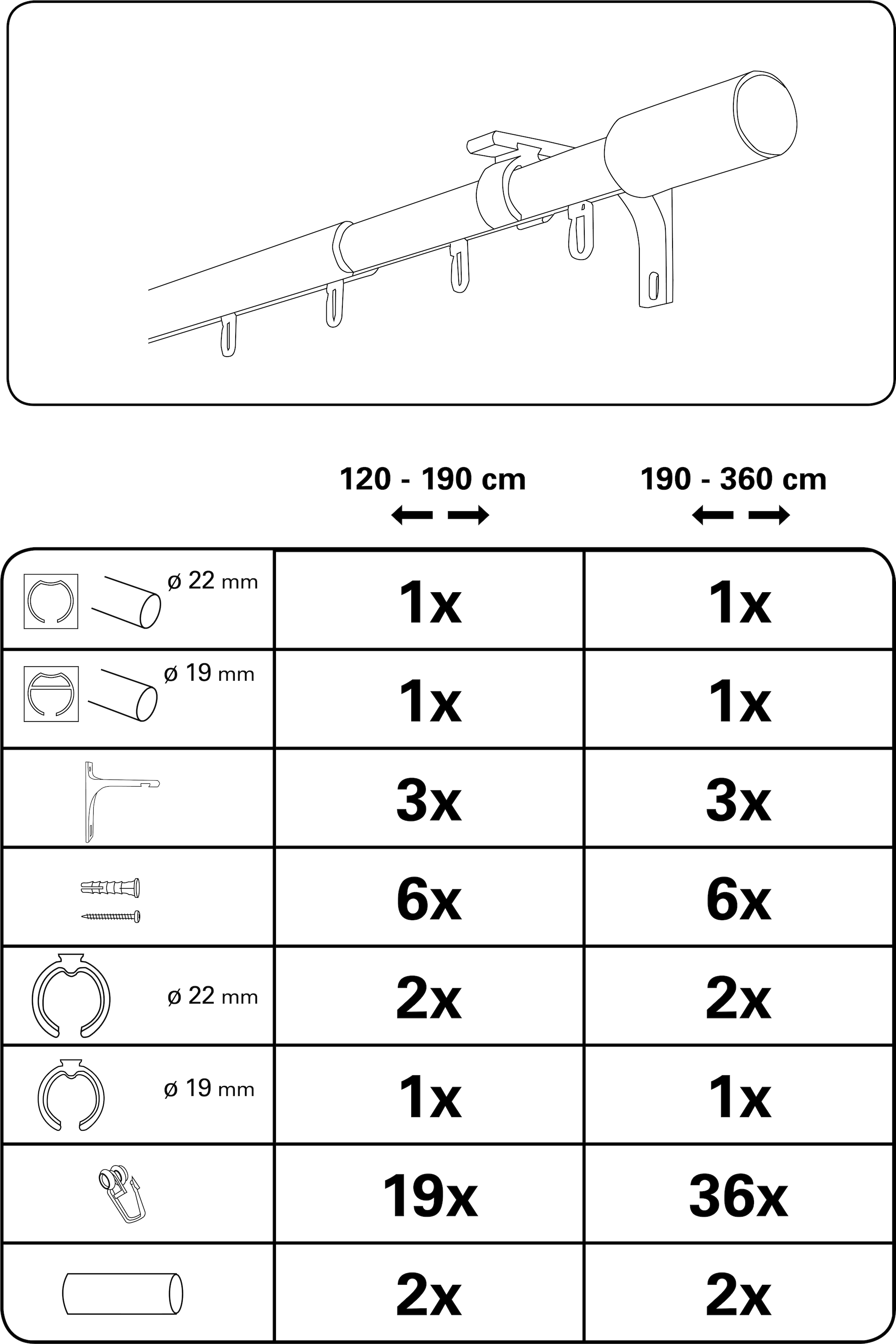 GARDINIA Gardinenstange »Set«, 1 läufig-läufig, ausziehbar, 1-Lauf