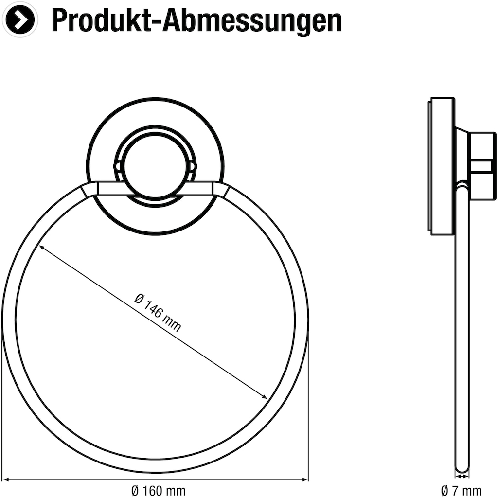 CORNAT Handtuchhalter »3 in 1 - Ring - 3 Befestigungsoptionen mit Saugnapf, Klebepad & Bohren«