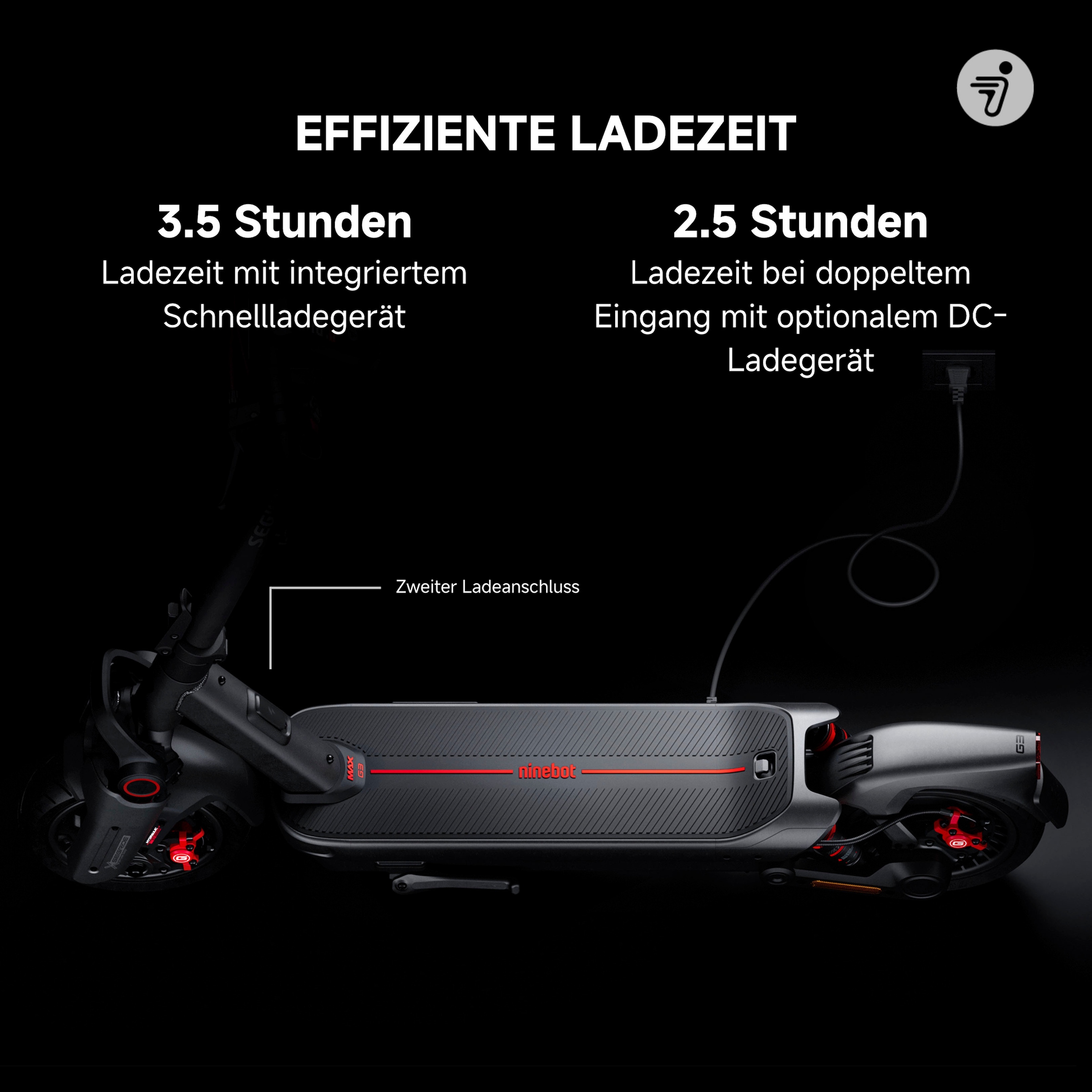 ninebot by Segway E-Scooter »MAX G3 D«, mit Straßenzulassung, 80 km Eco Modus Reichweite, Ladezeit 3,5h