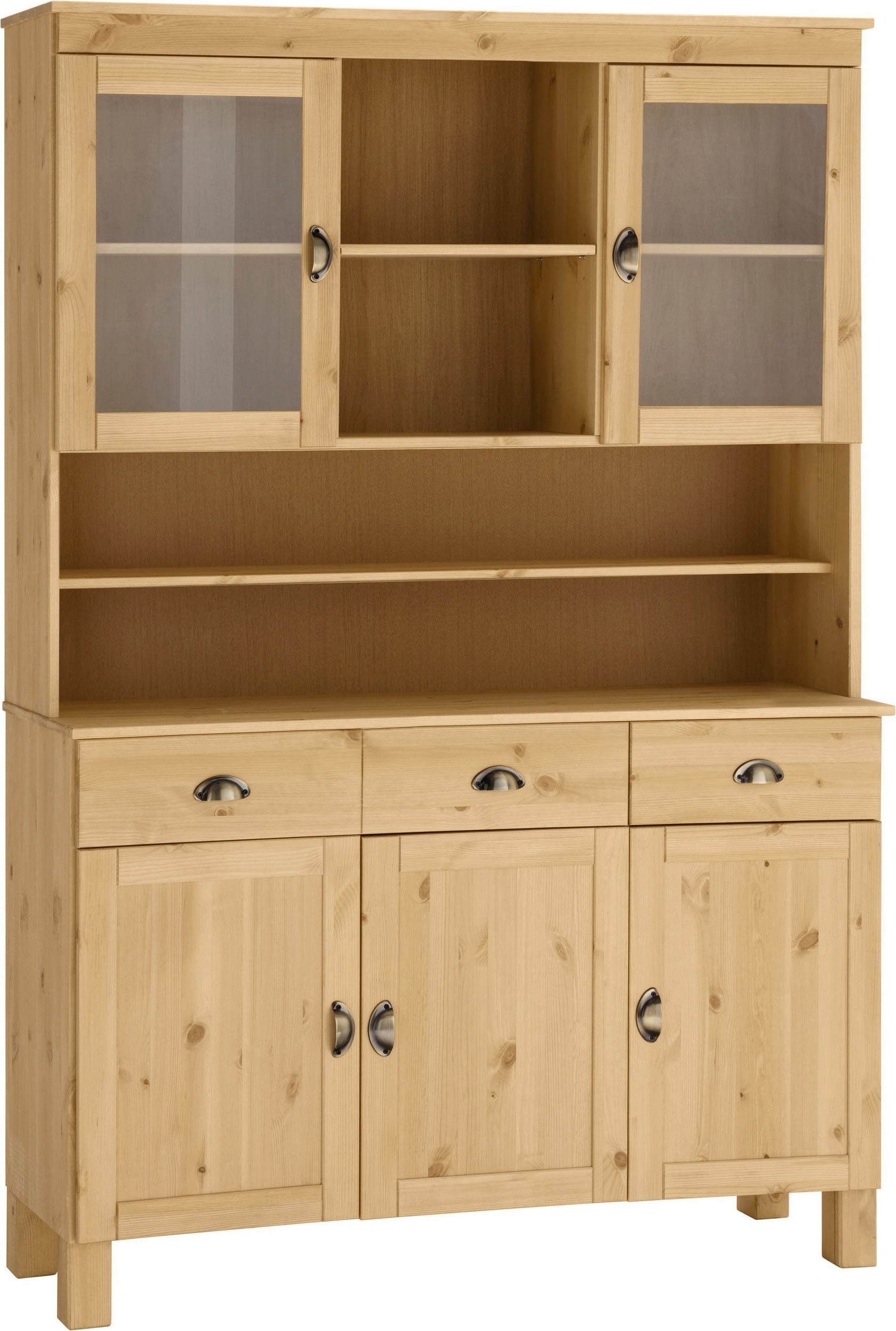 Home affaire Küchenbuffet »Oslo« 125 cm breit, aus massiver Kiefer, mit 2 Glastüren, Metallgriffe