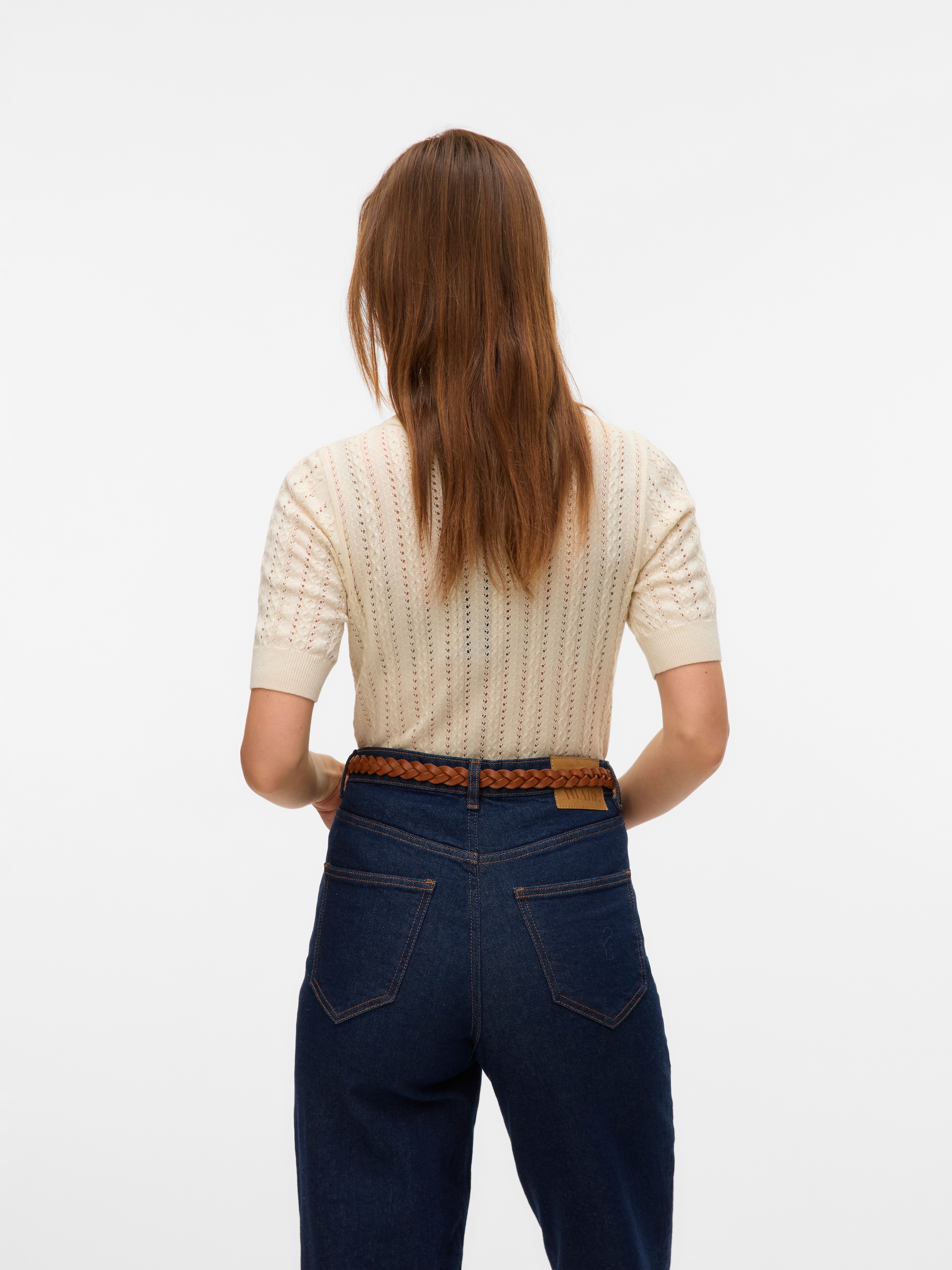 Vero Moda Kurzarmpullover »VMMORENA 2/4 O-NECK PULLOVER GA BOO REP« mit Struktur-Strickmuster, figurbetont