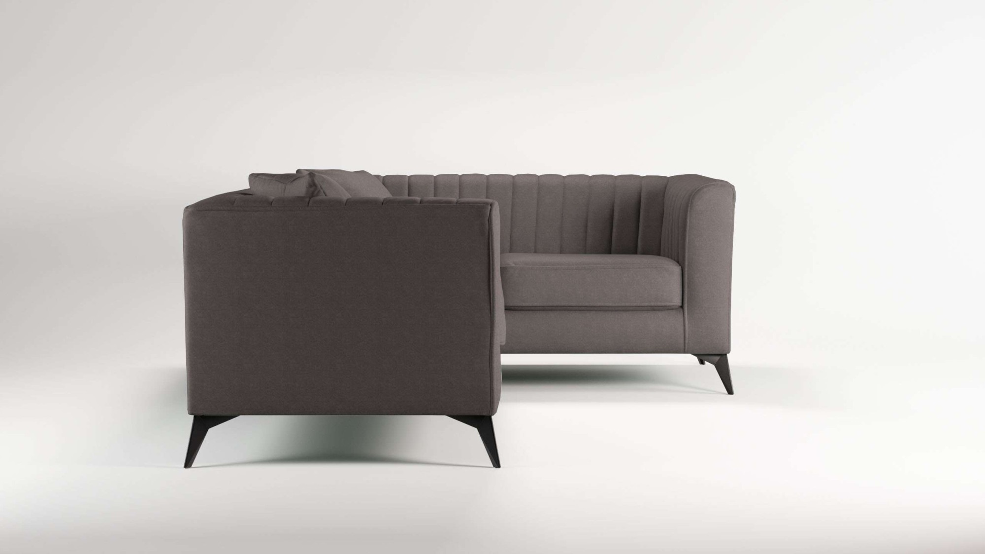 Places of Style Ecksofa »MATTHEW L-Form ideal für kleine Räume, Maße B/T/H: 240/167/74 cm«, elegantes Designsofa, Steppung im Rücken, incl. Zierkissen