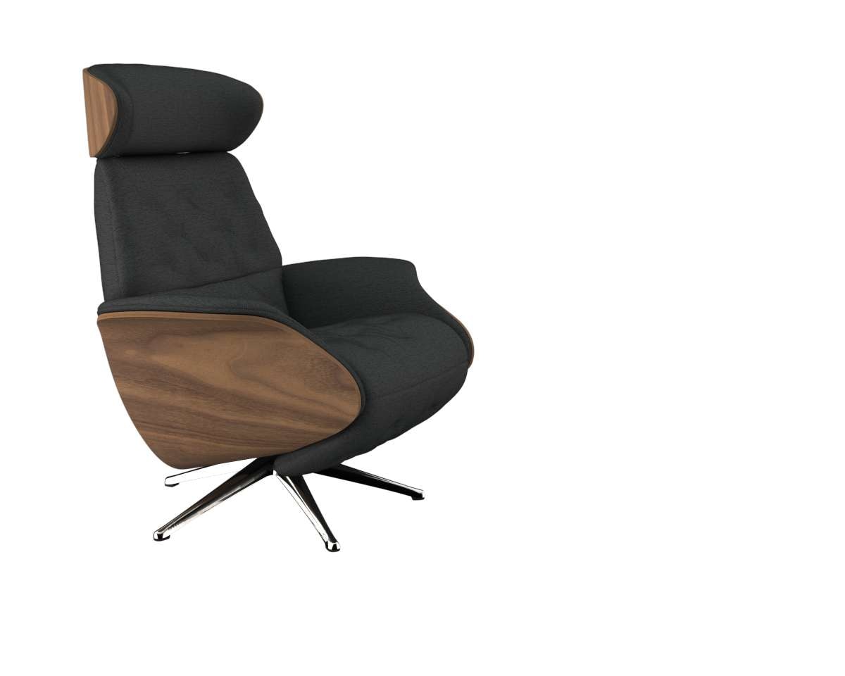 FLEXLUX Relaxsessel »Volden elektrischer Funktionsessel« Größe M, Rücken & Fußteil elektrisch, Akku, Arml. Walnuss, Fuß Alu