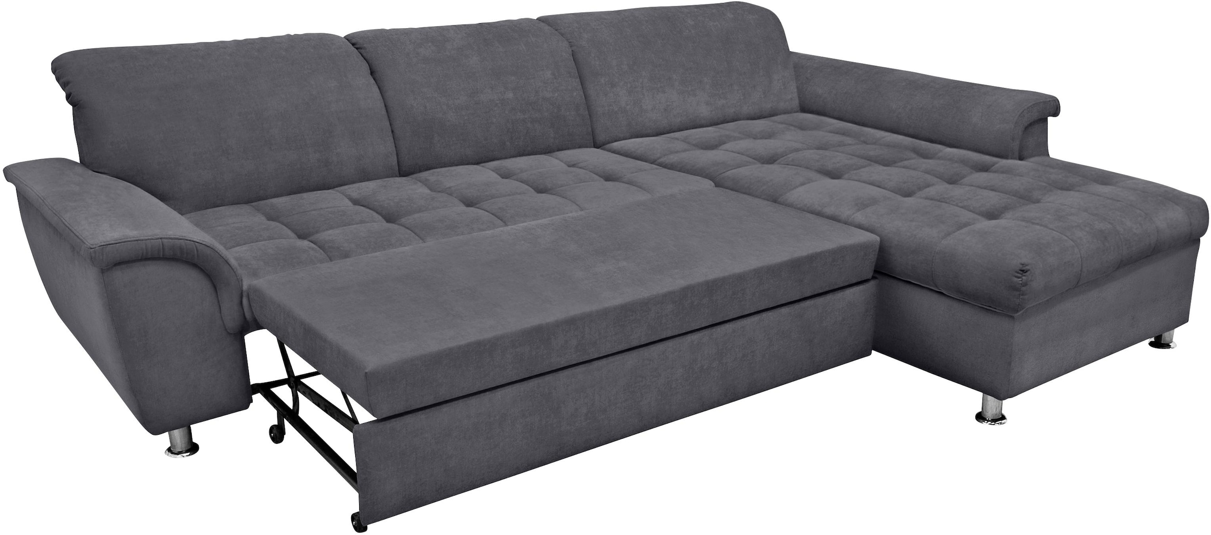 DOMO collection Ecksofa »Franzi Steppung im Sitzbereich B7T/H: 278/162/80 cm, L-Form«, wahlweise mit Bettfunktion, Bettkasten und Kopfteilverstellung