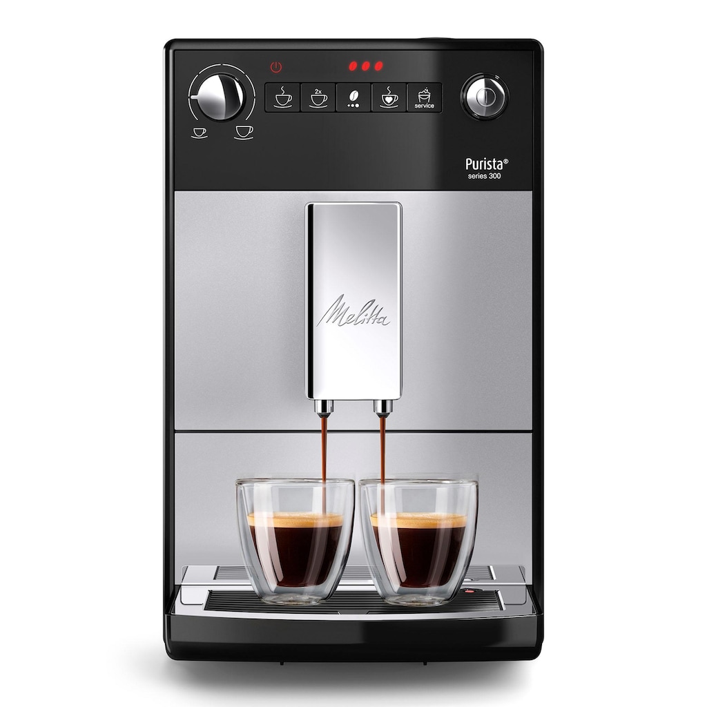 Melitta Kaffeevollautomat »Purista® F230-101, silber/schwarz«, Lieblingskaffee-Funktion, kompakt & extra leise