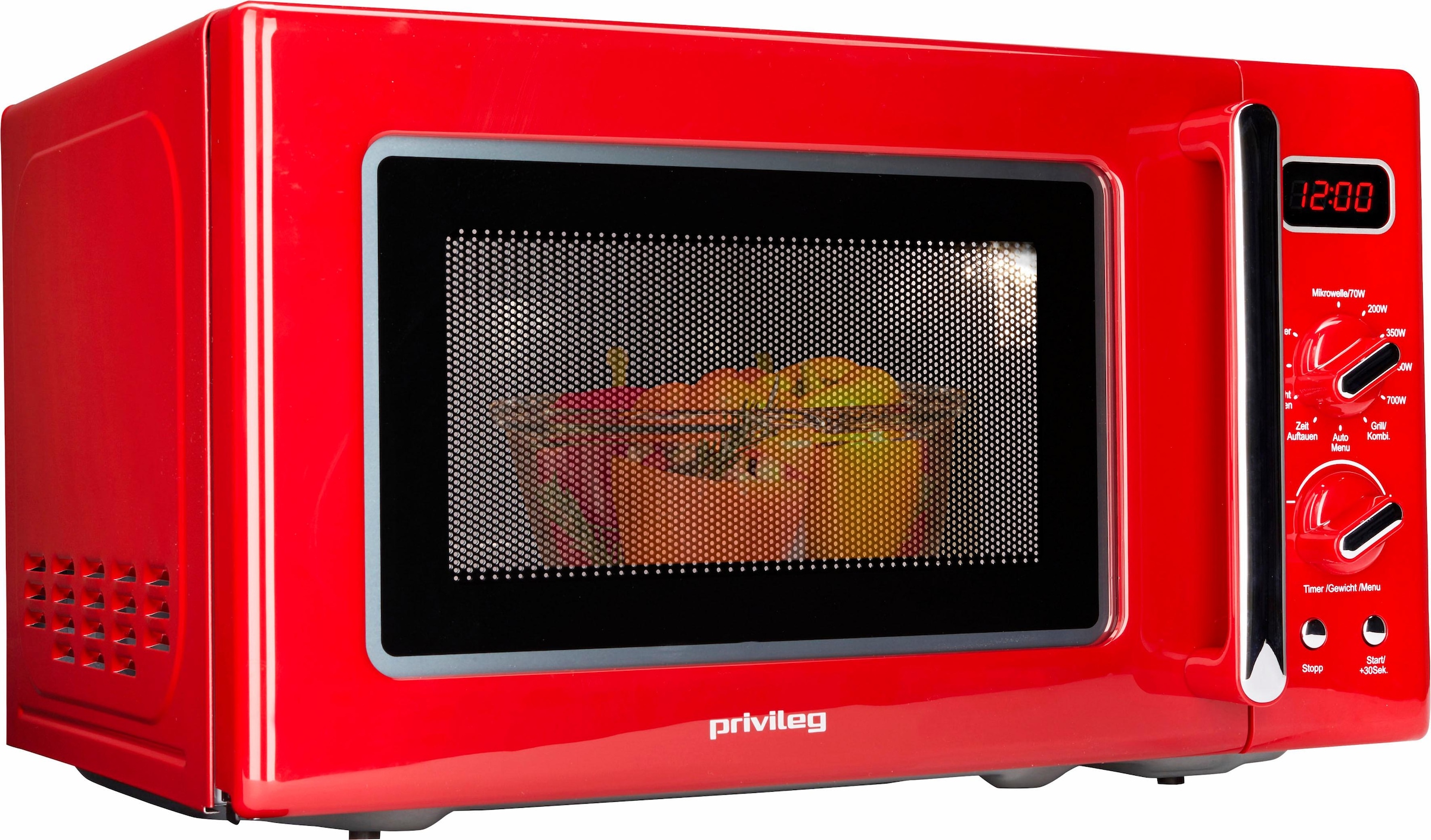 Privileg Mikrowelle »450555«, Grill, 700 W, im Retro-Design, 8  Automatikprogramme, rot mit 3 Jahren XXL Garantie