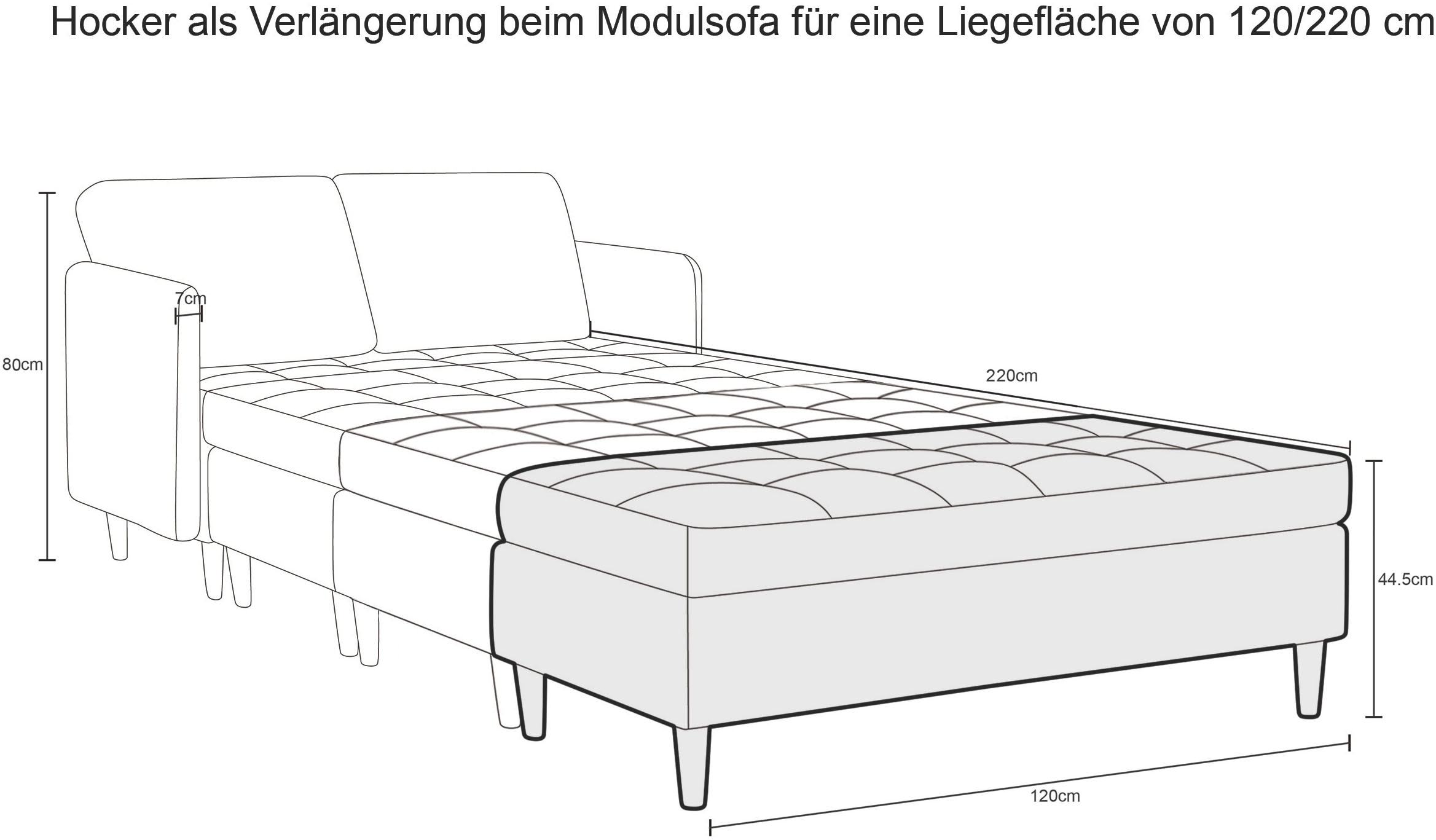 Dorel Home Hocker »LINDHUS, Cord, Modul für die Lindhus-Sofas- Breite 120 cm« verlängert das Sofa zum Schlafsofa, Relaxsofa....