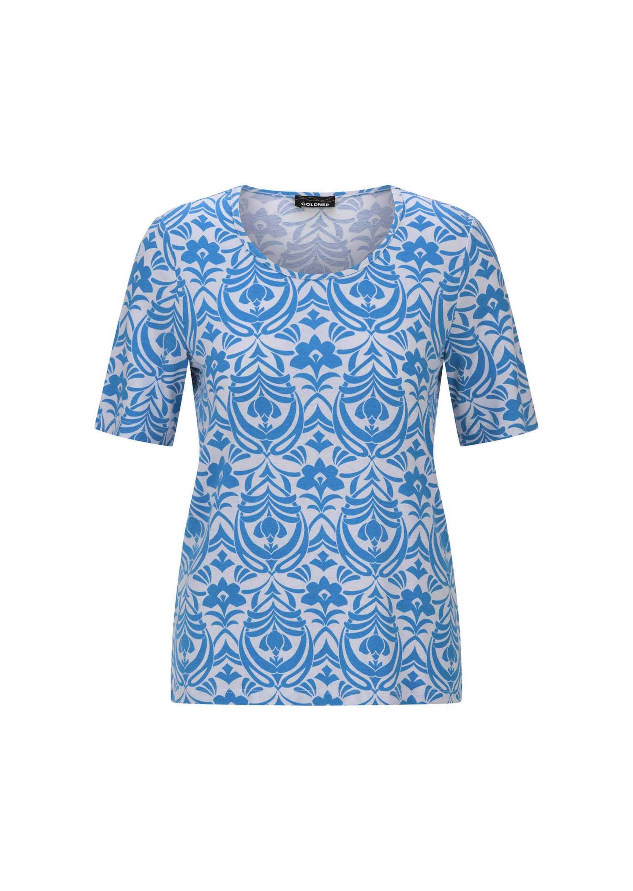 GOLDNER Kurzarmshirt »Viskoseshirt mit femininem Ornamentmuster« stretchbequemer Viskosejersey