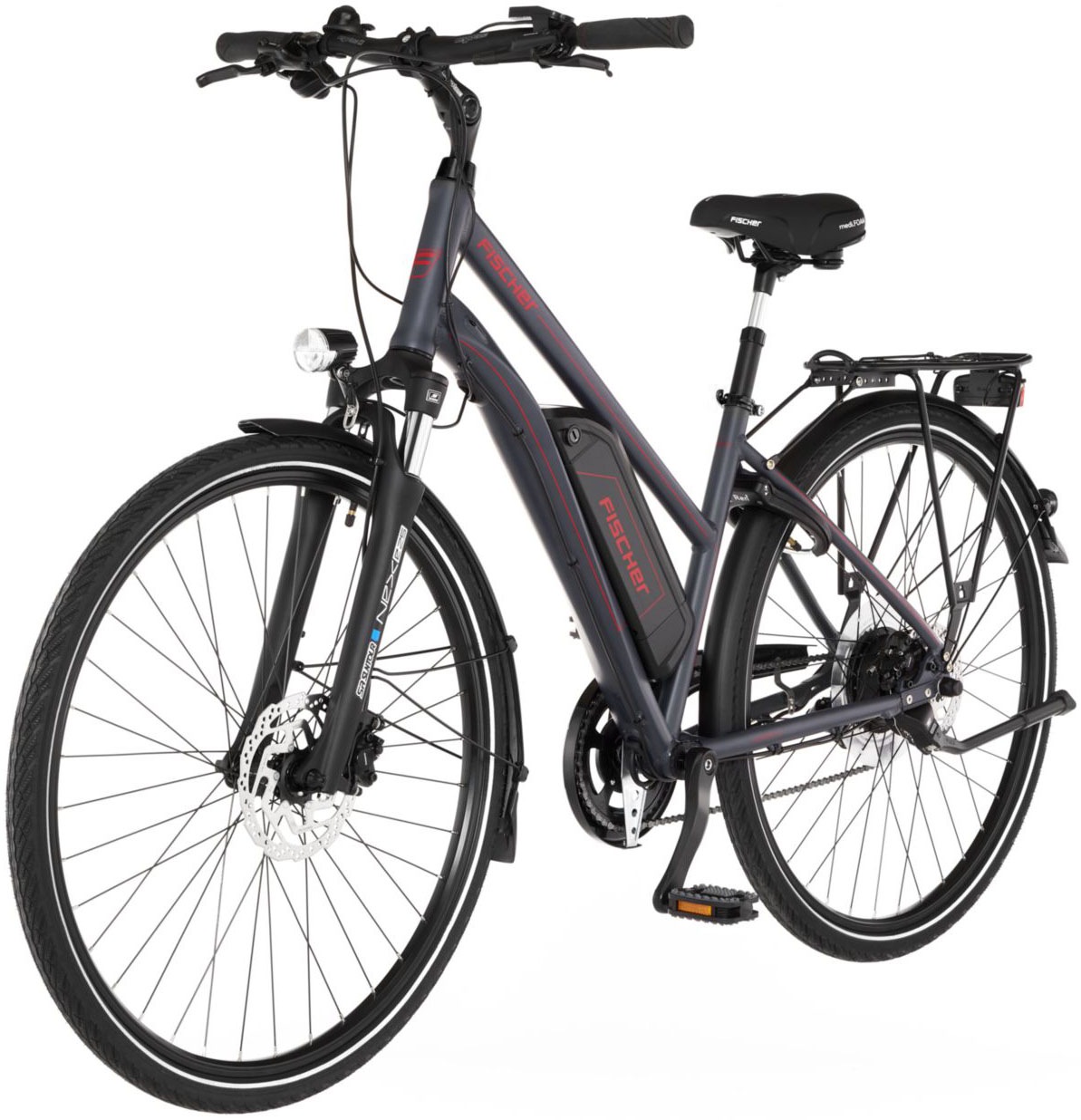 FISCHER Fahrrad E-Bike »VIATOR 1.0 Trapez 44«, 8 Gang, Shimano, Acera, Heckmotor 250 W, (mit integr. Rahmenschloss), Pedelec, Elektrofahrrad für Damen u. Herren, Trekkingrad