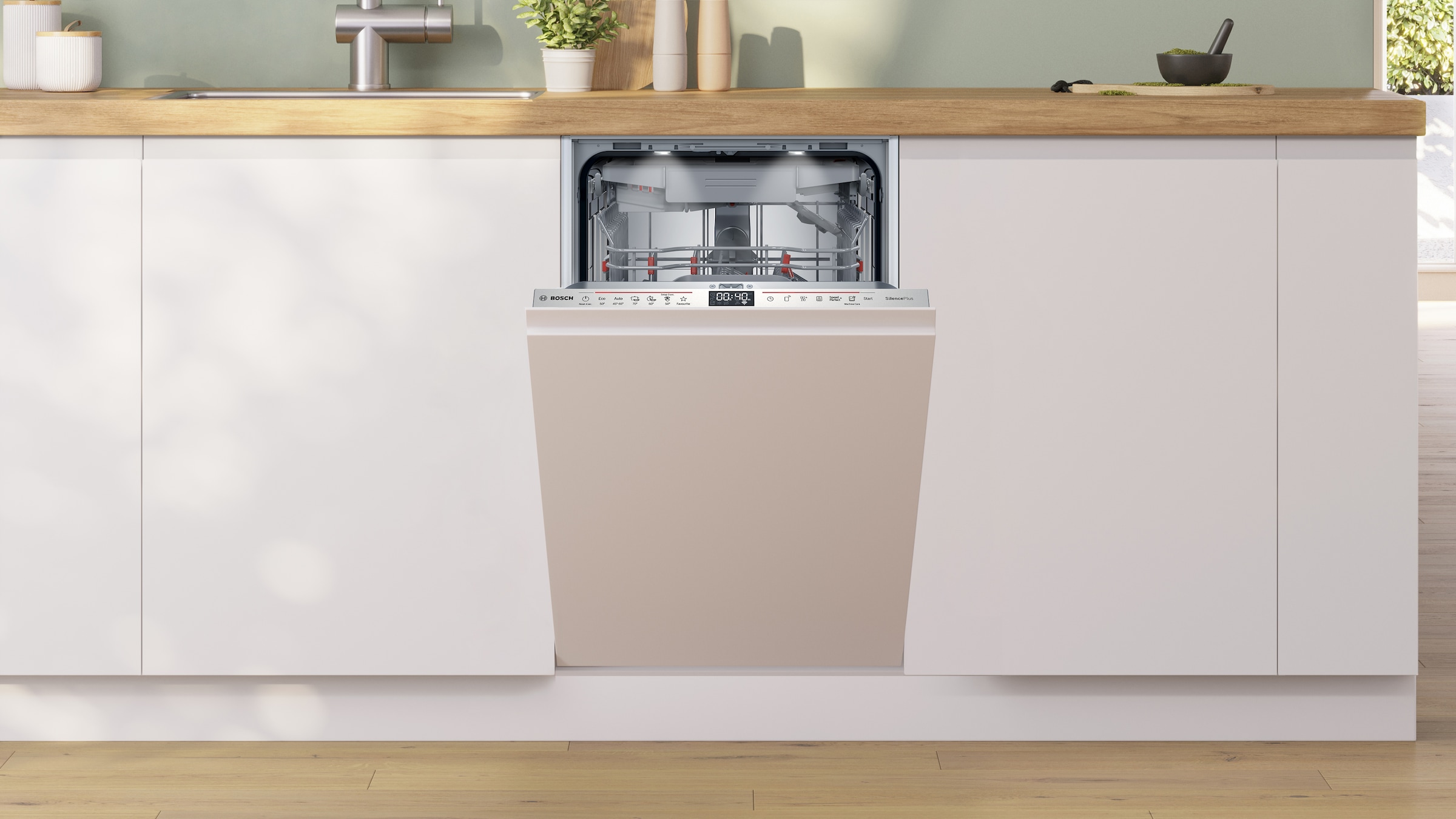 BOSCH vollintegrierbarer Geschirrspüler Serie 6 »SPV6EMX09E« 10 tlg. Maßgedecke Time Light - Restzeit wird auf Küchenboden projiziert