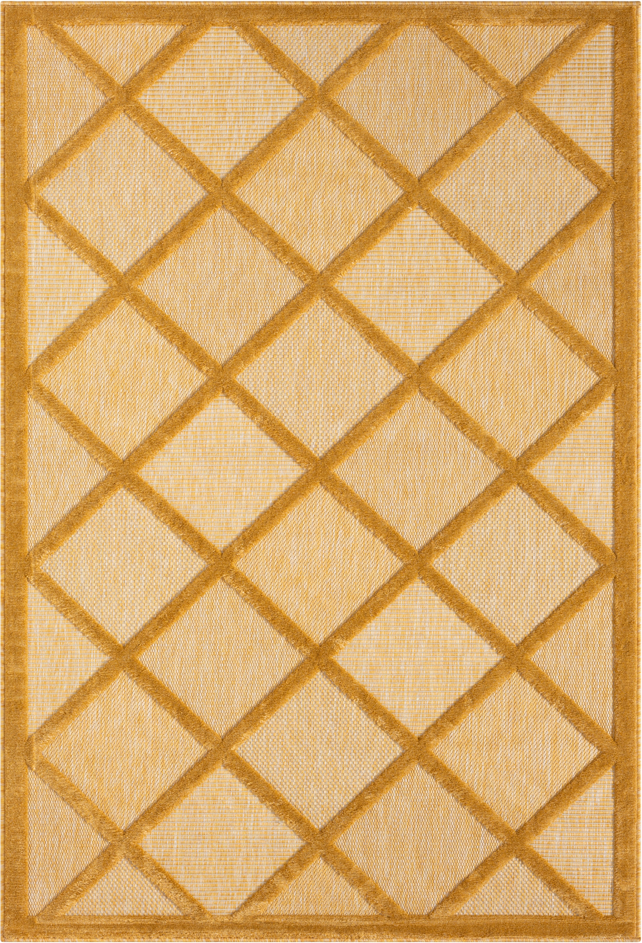 Myflair Möbel & Accessoires Teppich »Amara Lagerräumung«, rechteckig, 8 mm Höhe, Uni Farben, Hoch-Tief Effekt, Outdoor geeignet, Balkon, Terrasse
