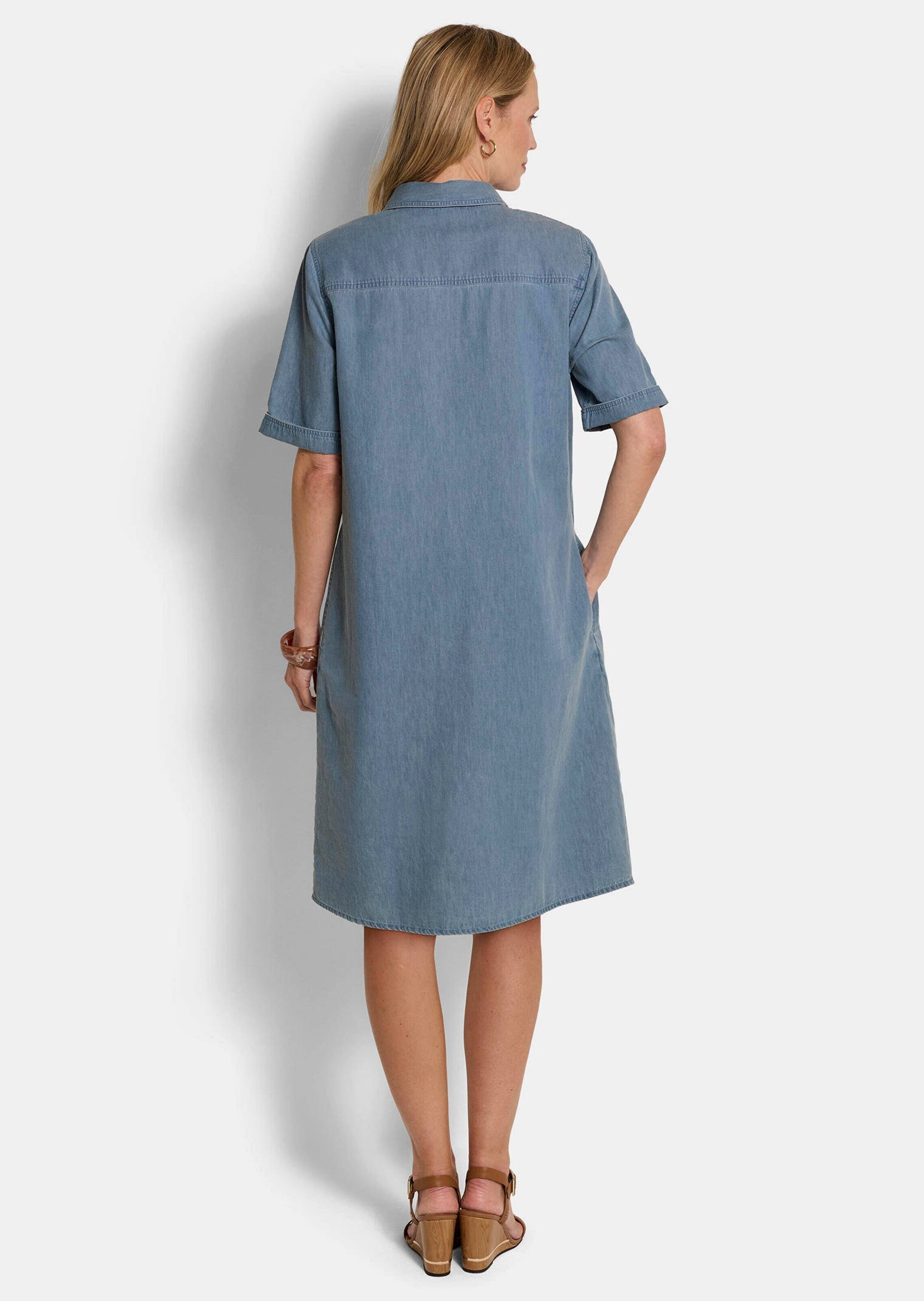 GOLDNER Sommerkleid »Baumwollkleid mit heller Waschung« Ohne Taschen Nahttaschen an der Seite