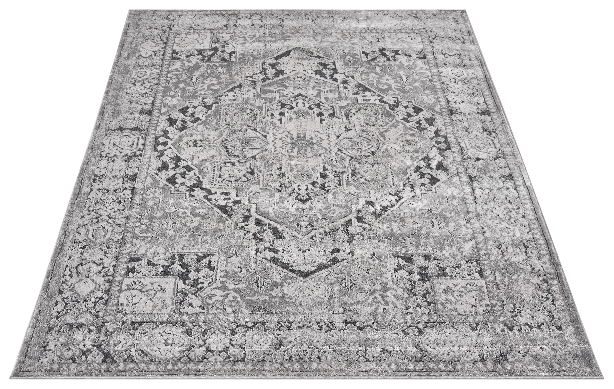 OTTO home Teppich »Kylan, Hoch-Tief-Struktur, dezenter Glanz« rechteckig 9 mm Höhe Schrumpf-Garn-Effekt, im Vintage-Look, dichte Qualität, Wohnzimmer