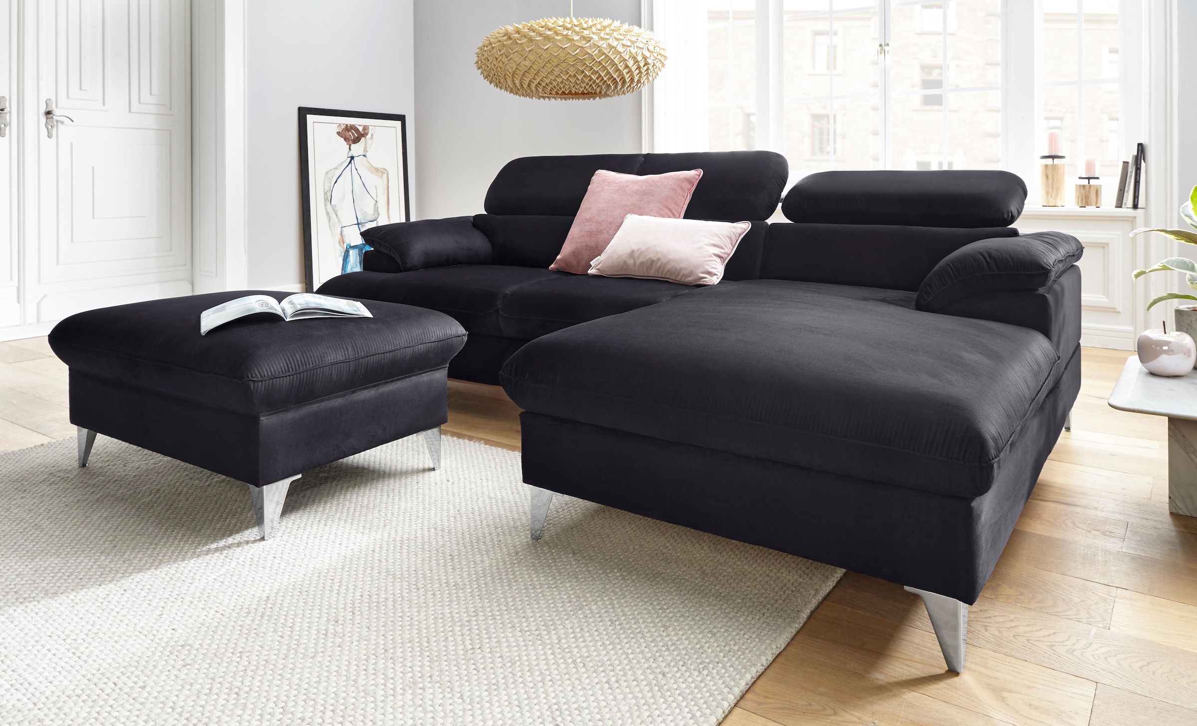 COTTA Ecksofa »Caluso L-Form«, inklusive Kopfteilverstellung, wahlweise mit Bettfunktion