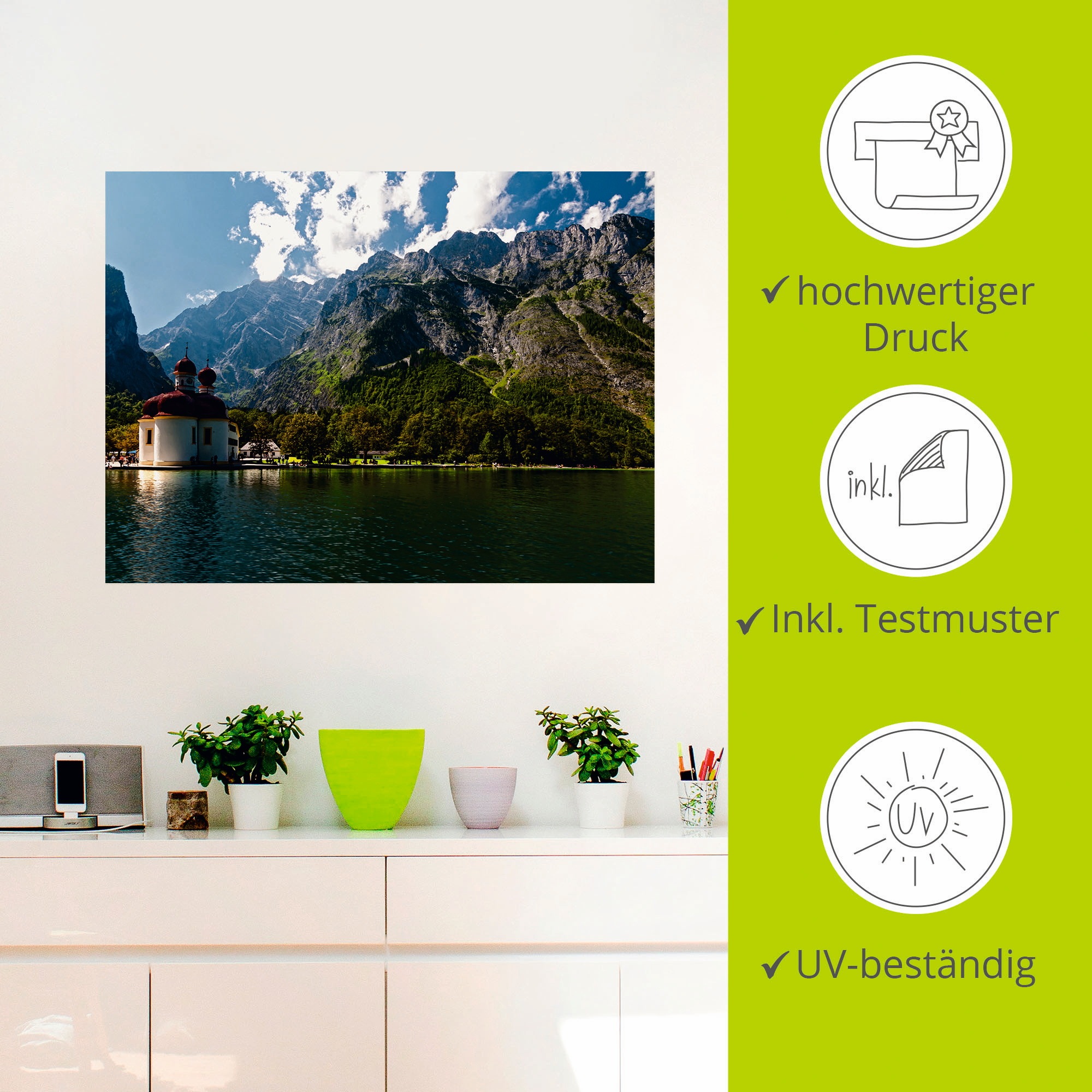 Artland Wandbild »St. Bartholomä (Königssee) I«, Berge, (1 St.), als Leinwandbild, Poster, Wandaufkleber in verschied. Größen