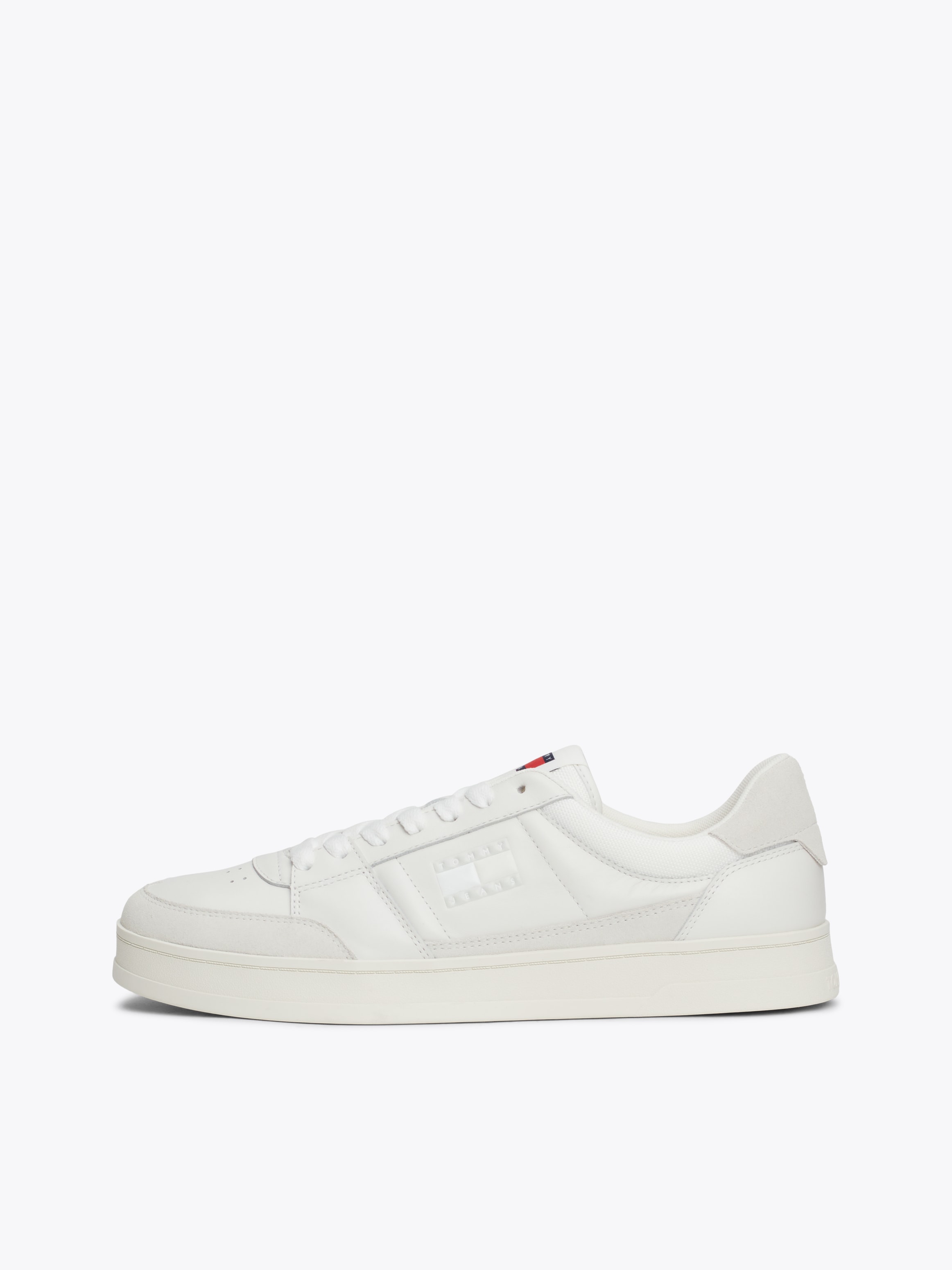 Tommy Jeans Plateausneaker »THE GREENWICH MIX MEDIA«, Freitzeitschuh, Schnürschuh, Halbschuh mit Logoflagge