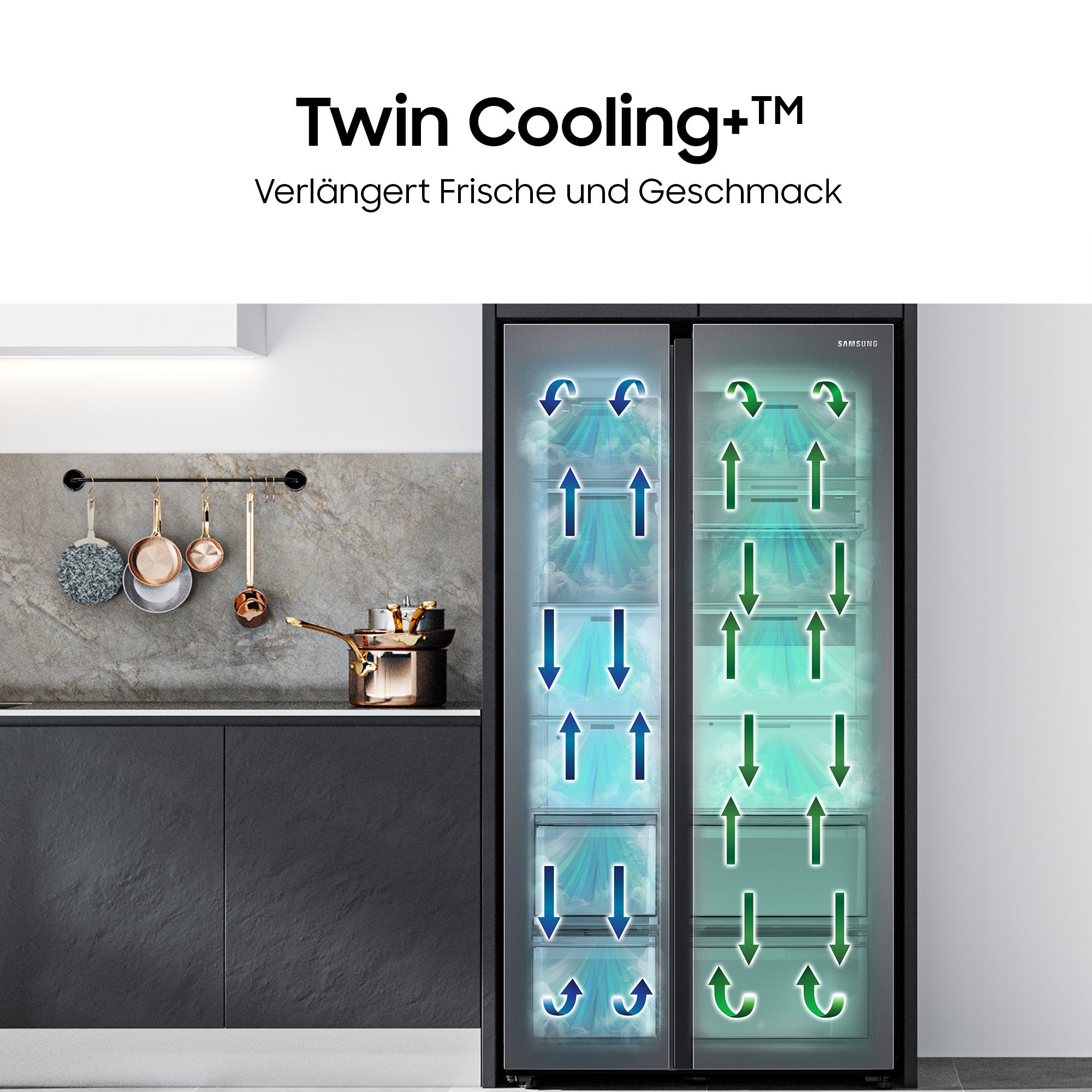 Samsung Side-by-Side RS70F »RS70F66KBFEF« 178 cm hoch 91,2 cm breit Eis- und Wasserspender, Al Energy Mode, No Frost+