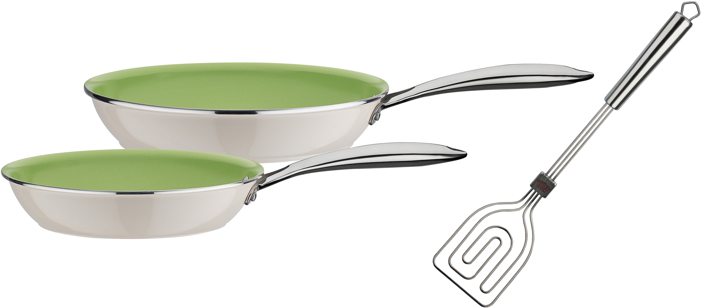 GSW Pfannen-Set »CERAMICA color«, 3 (Set, Garantie mit XXL Induktion Aluminium, Jahren tlg.), 3