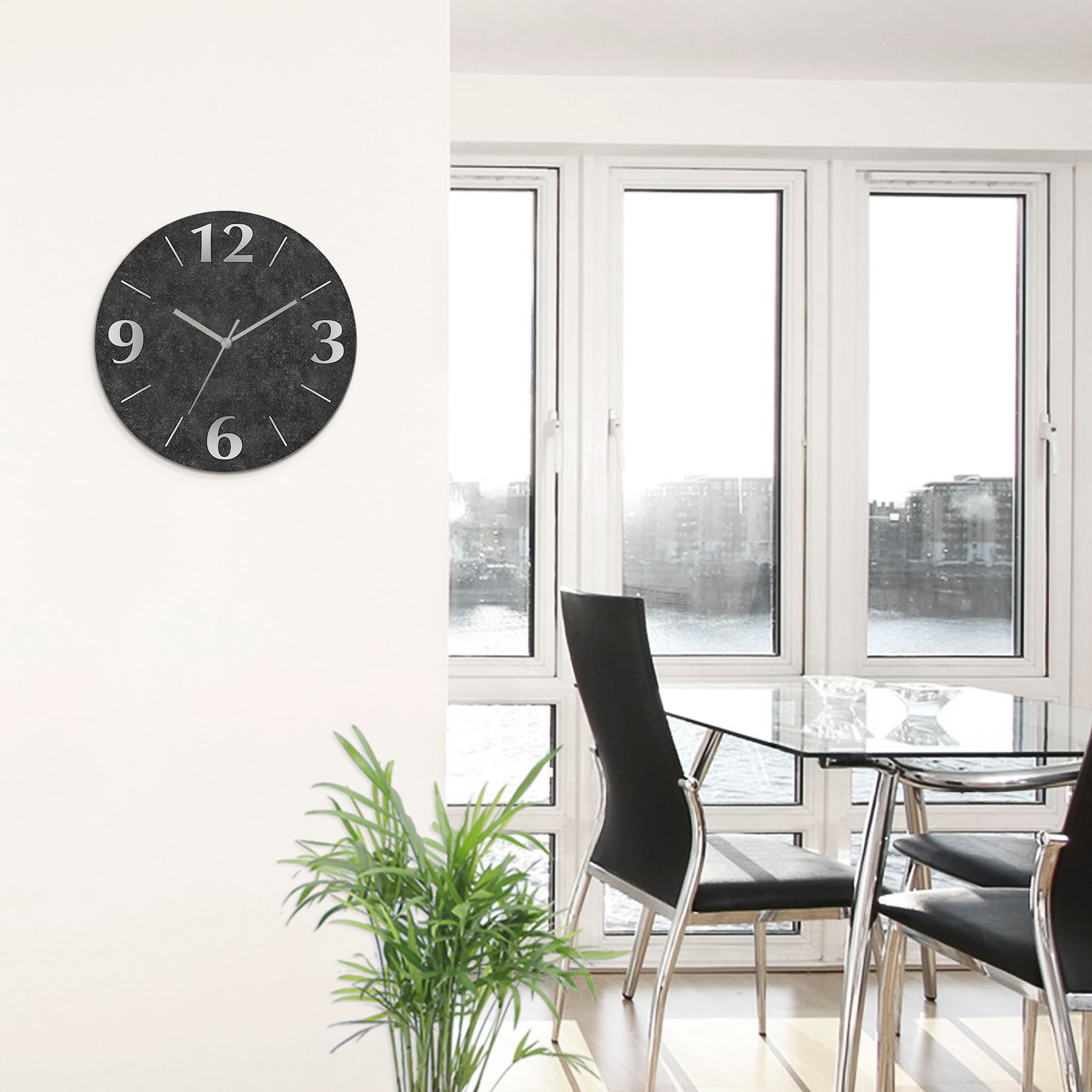 Artland Wanduhr "Granit-Gestein-Anthrazit" wahlweise mit Quarz- oder Funkuhrwerk, lautlos ohne Tickgeräusche