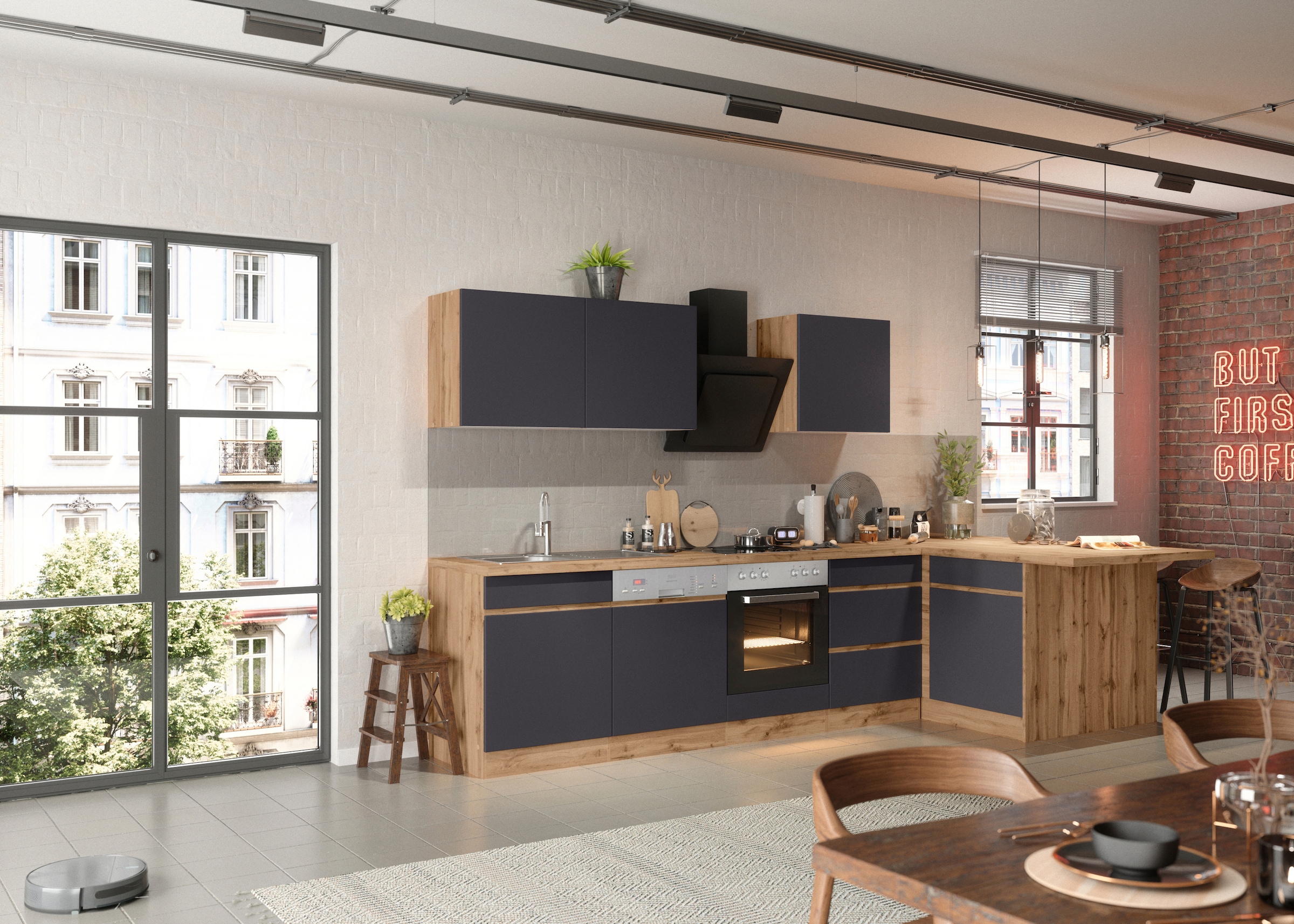 KOCHSTATION Winkelküche »KS-Riesa«, Stellbreite 340x150 cm, wahlweise mit oder ohne E-Geräte