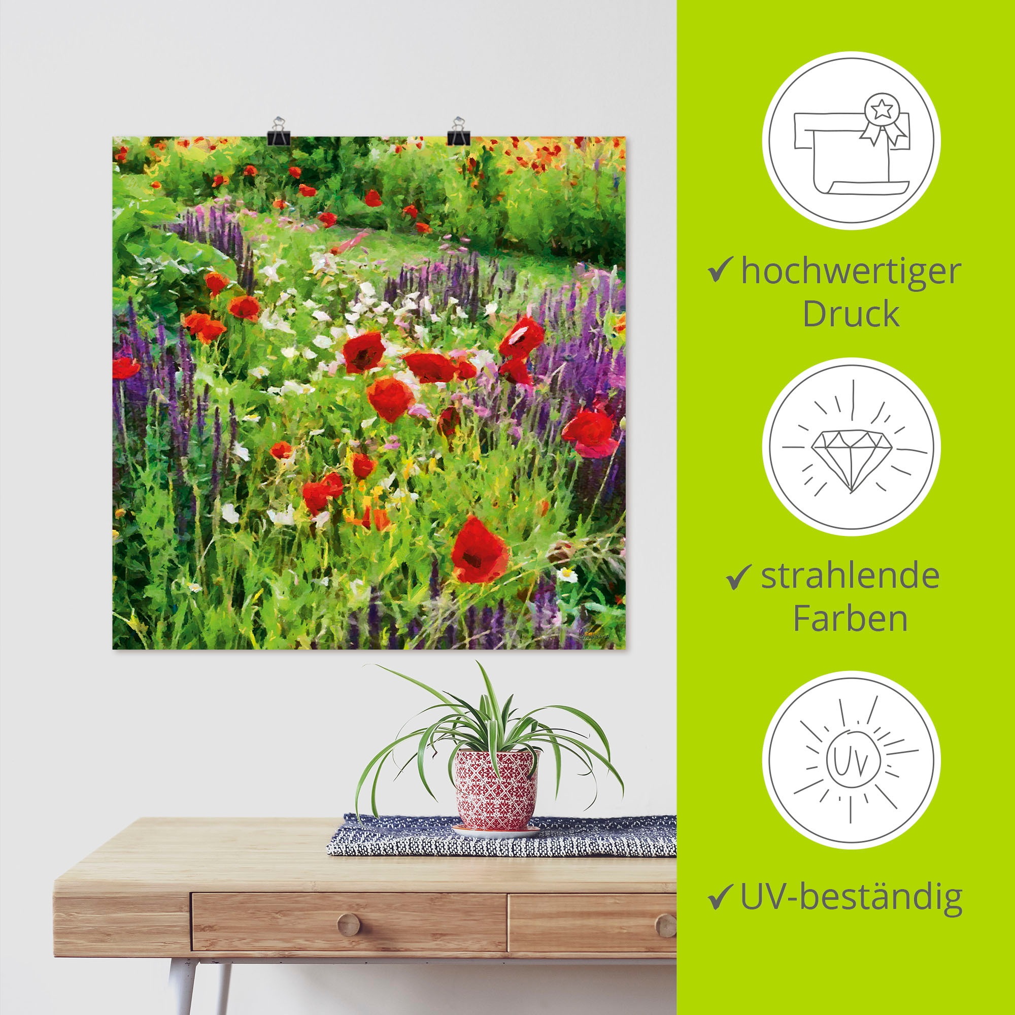 Artland Wandbild »Lupinen und Mohnblumen«, Blumenwiese, (1 St.), als Poster, Wandaufkleber in verschied. Größen