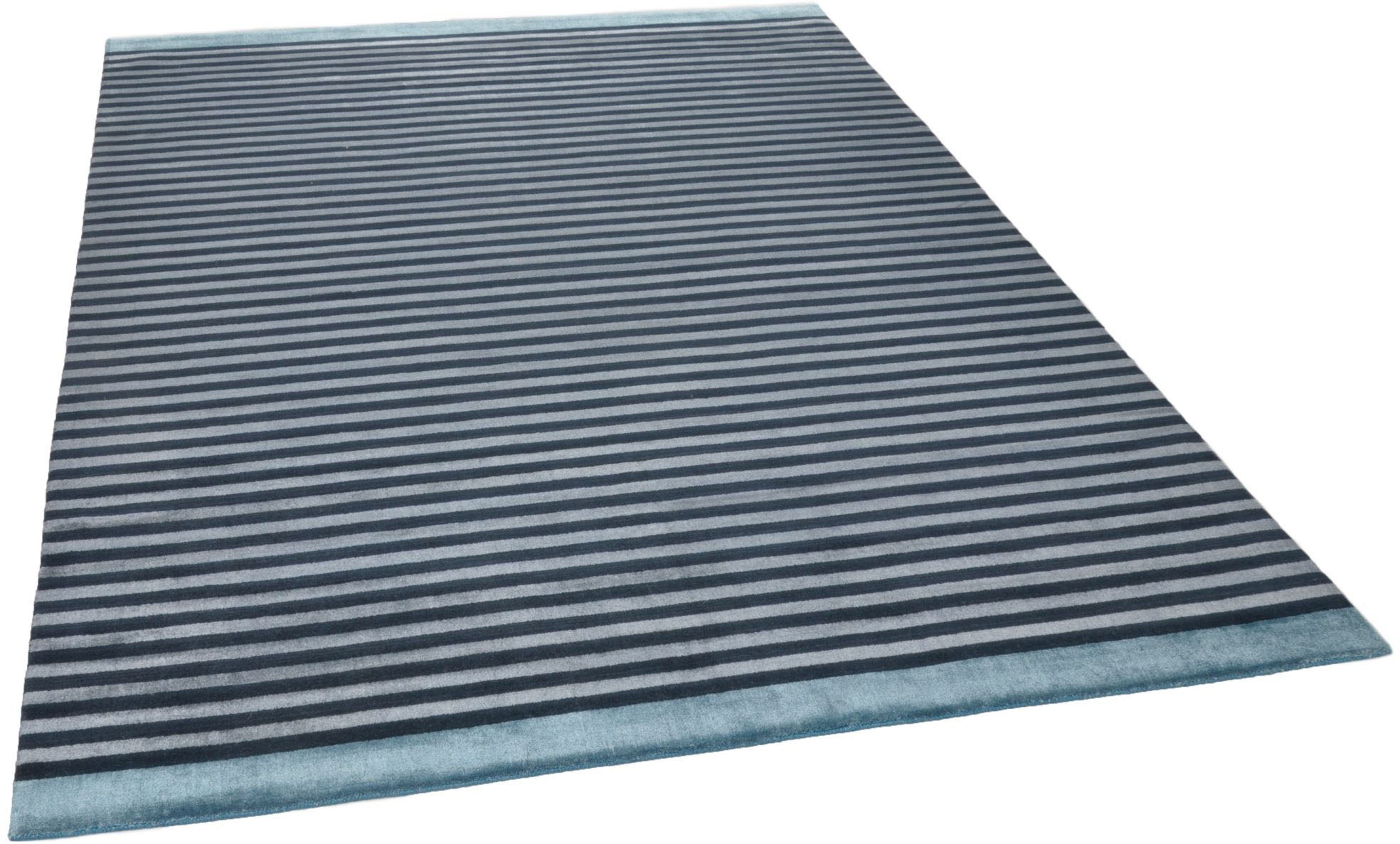 THEKO Teppich »Miami 3286« rechteckig 8 mm Höhe Handweb Teppich, gestreift, handgewebt, aus Viskose & Wolle