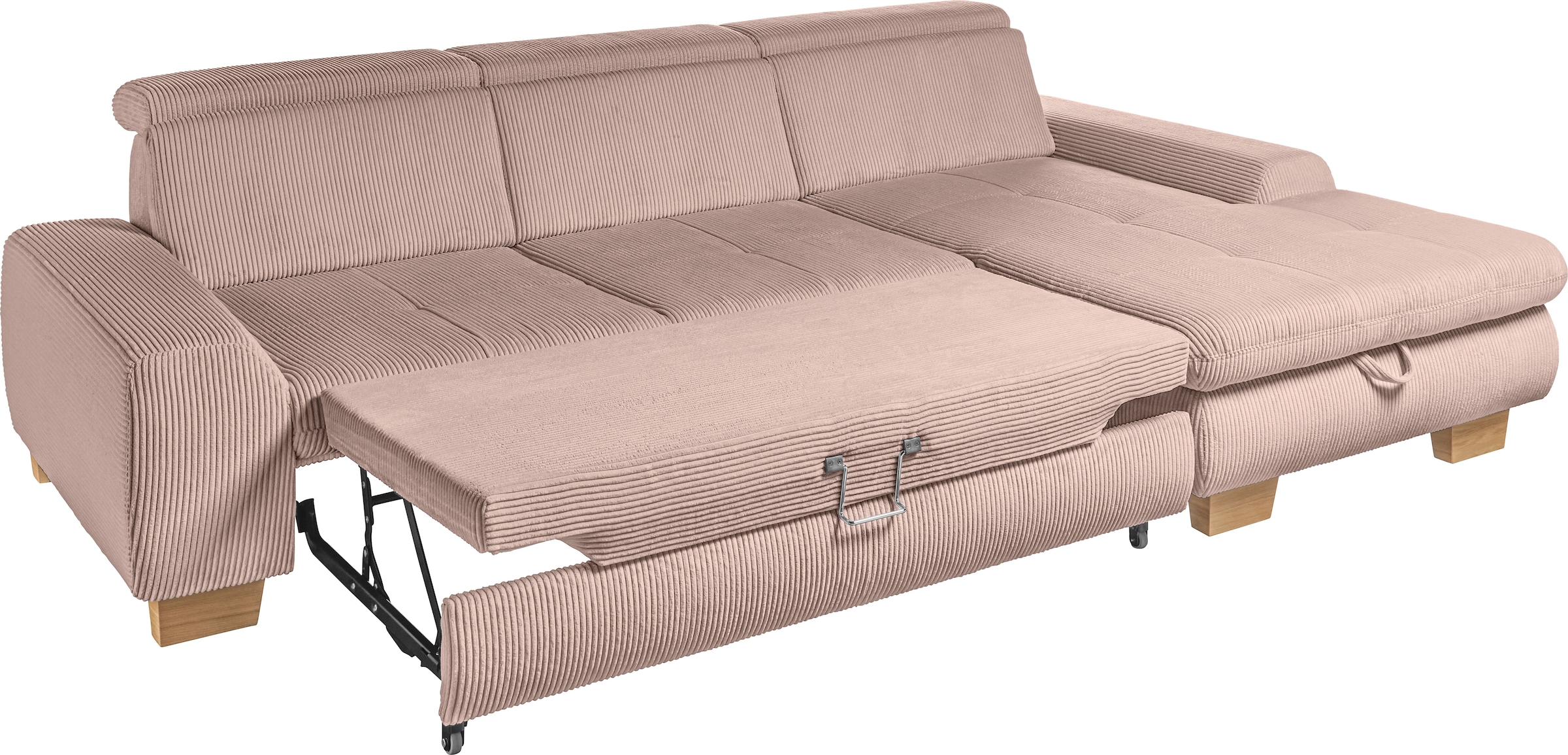 set one by Musterring Ecksofa »SO 3400, Cord, Sitzhöhe 47cm oder 49cm, inkl. Sitztiefenverstellung«, mit Canape und verschiedenen Funktionen, Kaltschaum, B307 x T195 cm