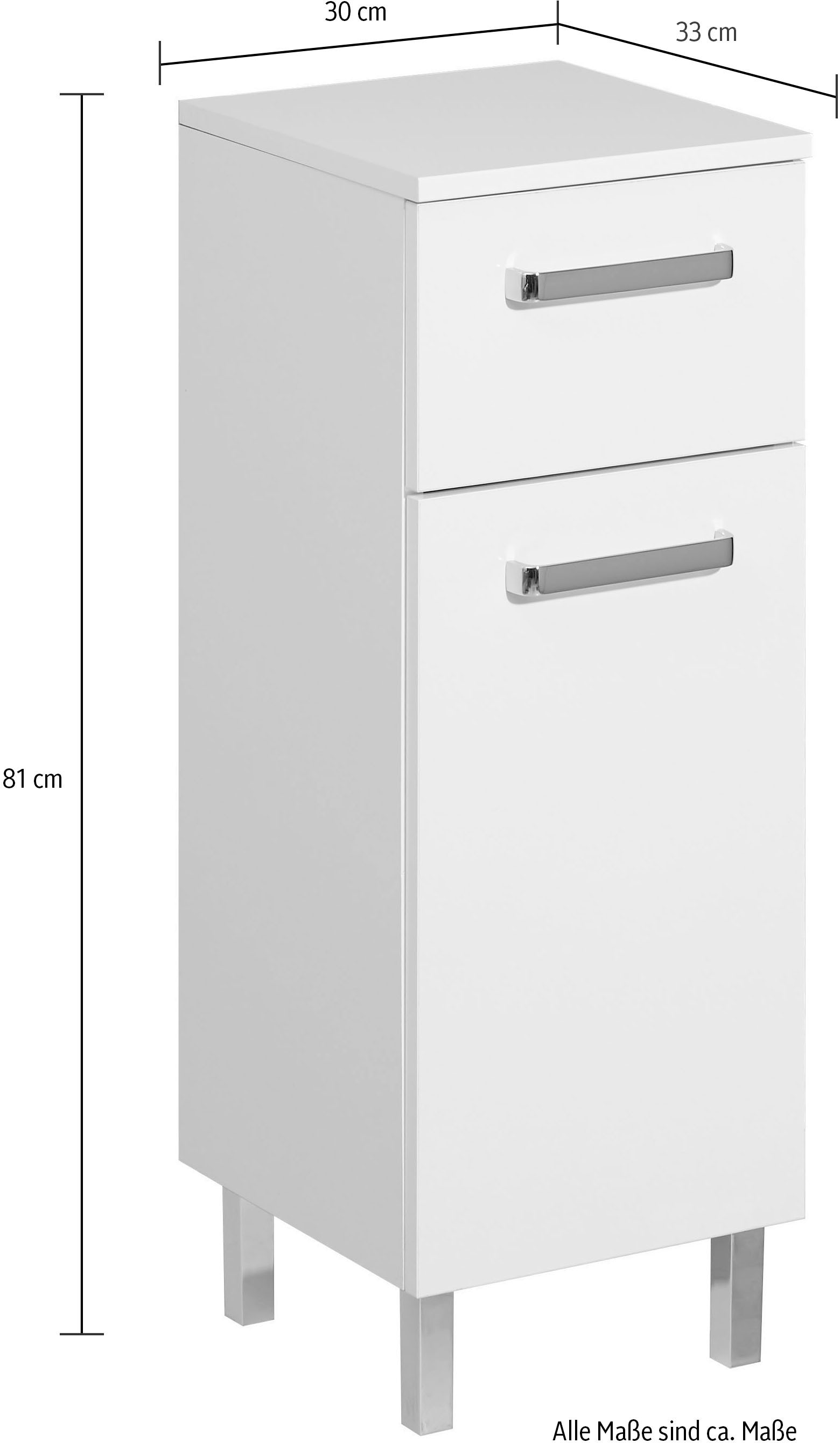 Saphir Badmöbel-Set »Quickset 312 5-teilig, Keramik-Waschtisch und LED-Spiegelschrank«, (Set, 5 St.), inkl. Türdämpfer, Hochschrank, 2 Unterschränke, 6 Türen, 3 Schubladen
