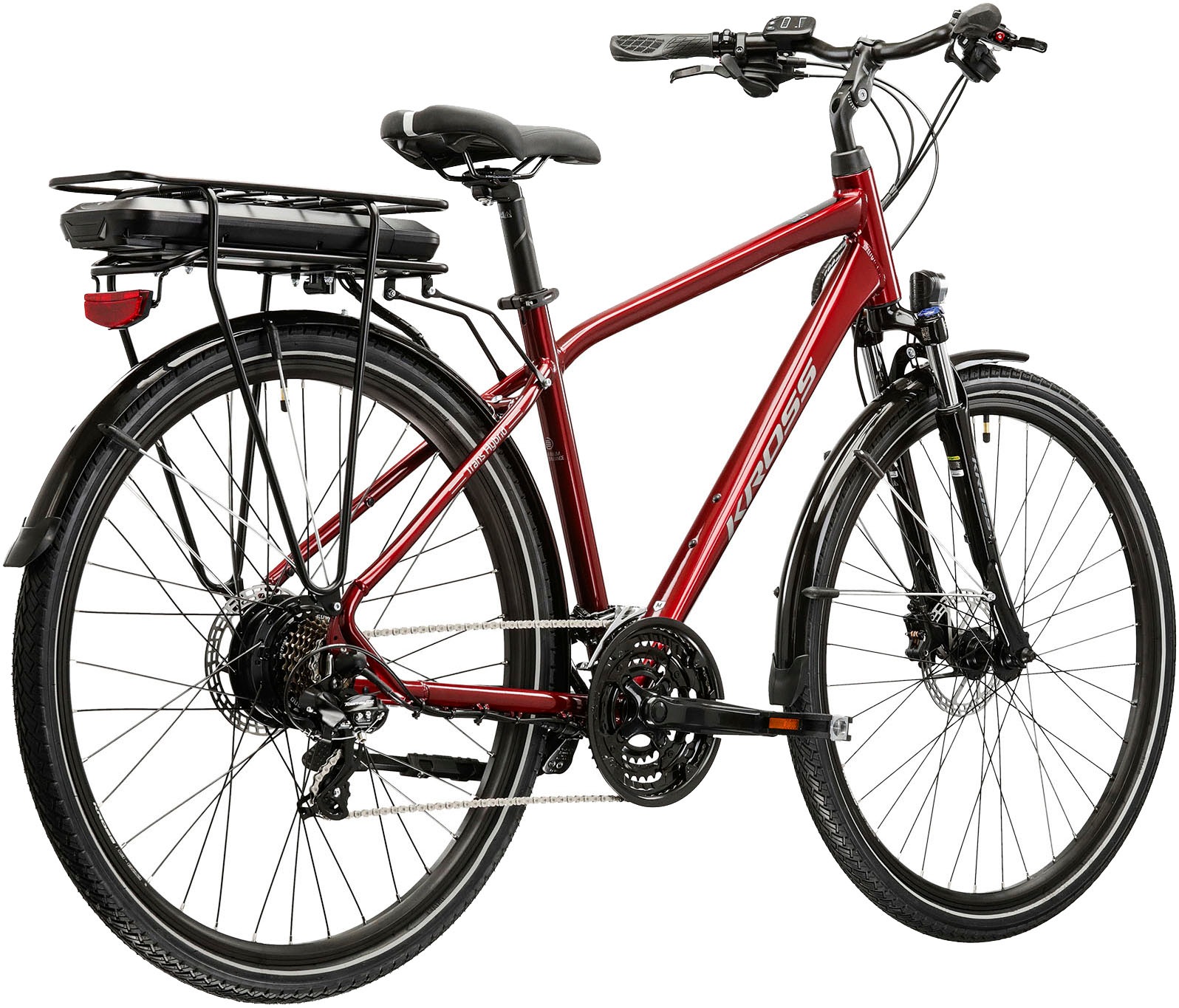 Kross E-Bike »E-Trekkingrad Trans Hybrid EE 28 Zoll rot«, 21 Gang, Shimano, Tourney TX800, Heckmotor 250 W, Pedelec, Elektrofahrrad für Herren