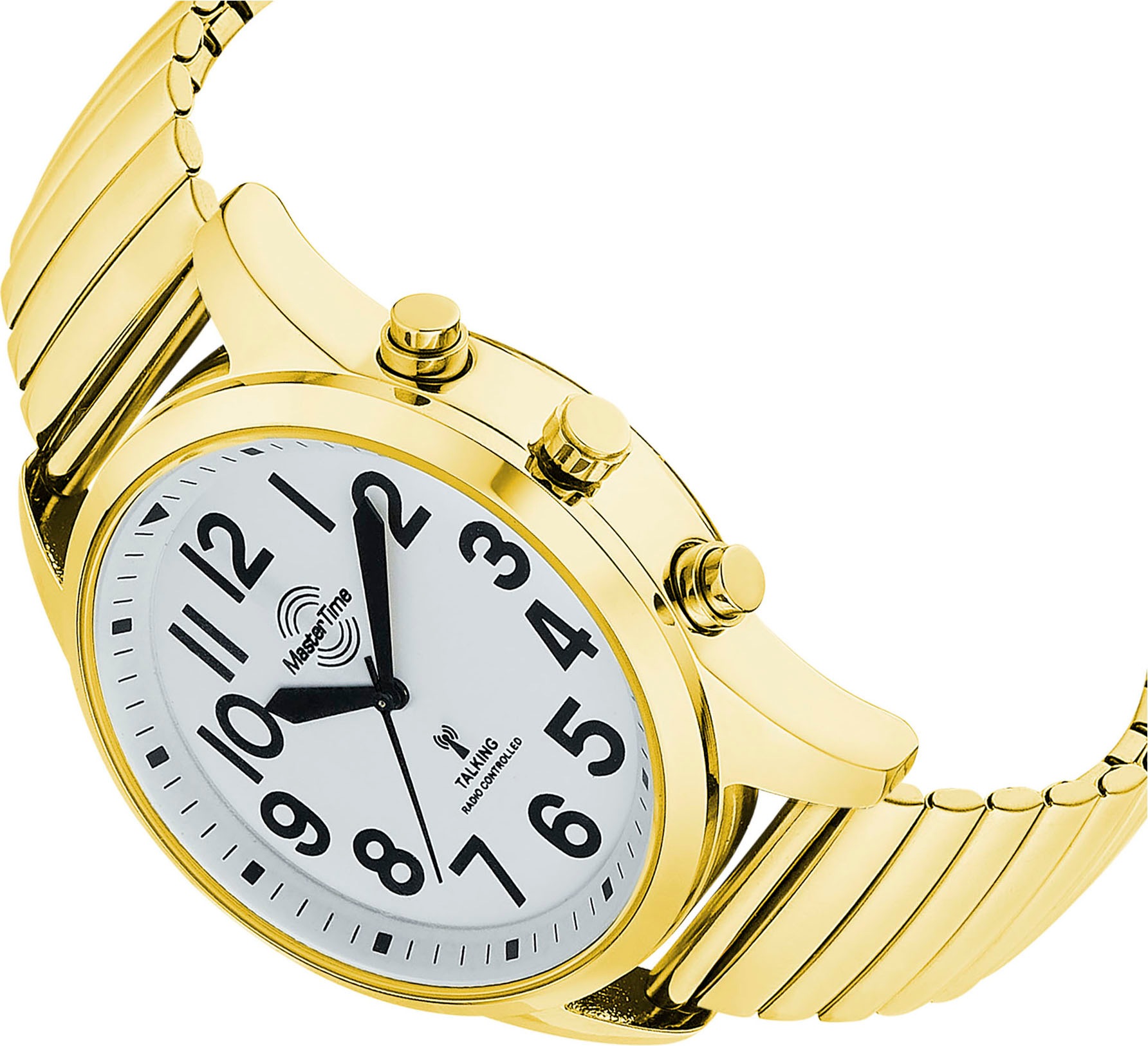 MASTER TIME Funkuhr »Sprechende Funkuhr« Quarzuhr, Armbanduhr, Herrenuhr, analog, Flexband, Zugband