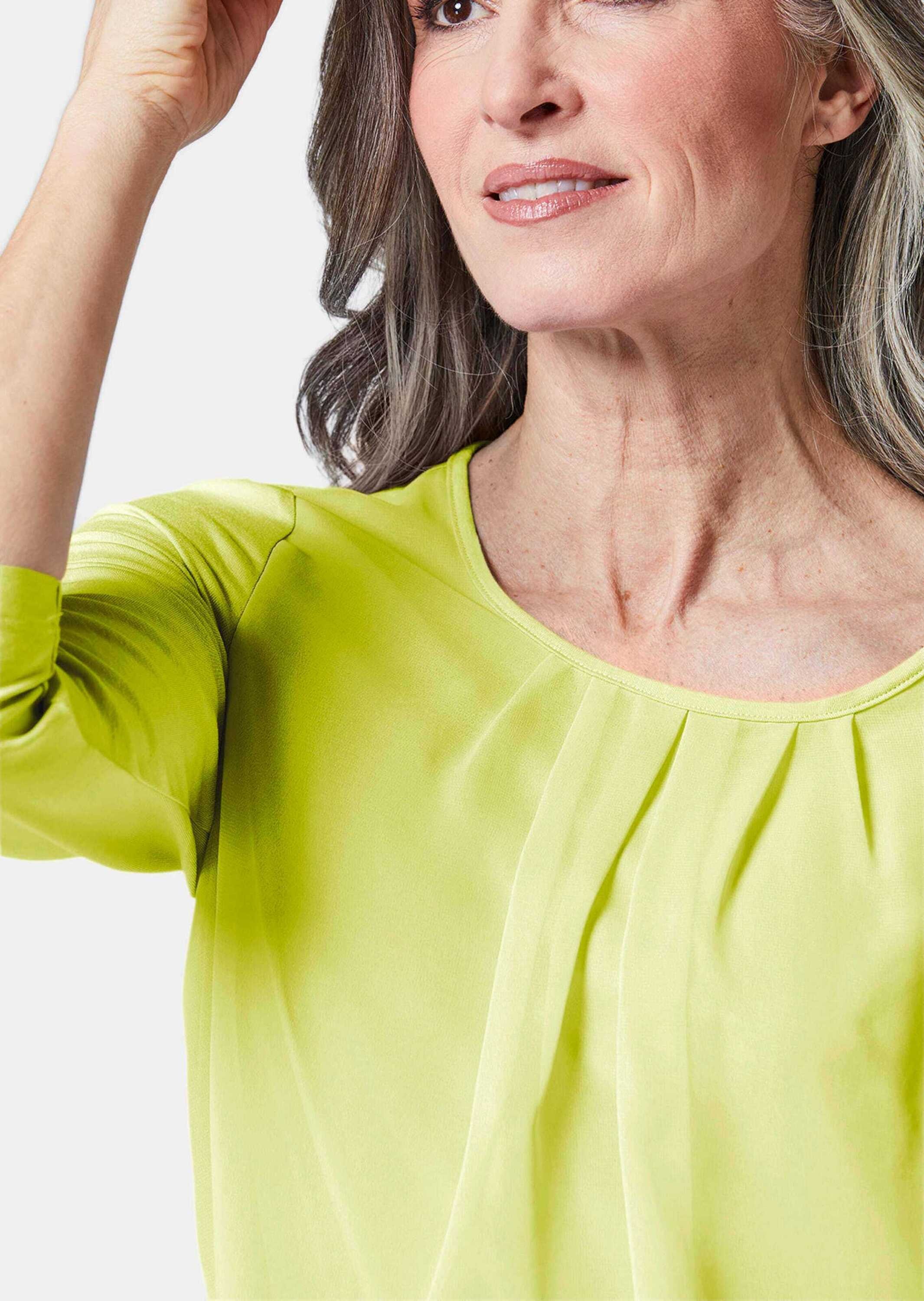 GOLDNER Kurzarmbluse »Chiffon-Shirt mit 3/4-Arm, Rundhals« keine/nicht relevant