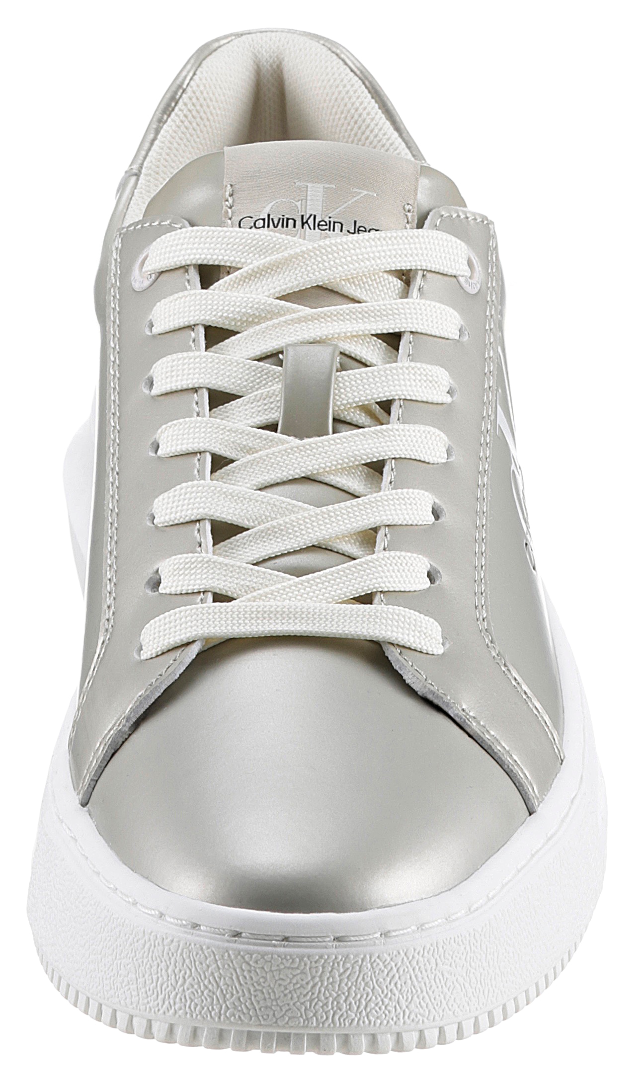 Calvin Klein Jeans Plateausneaker »CHUNKY CUPSOLE LACEUP LTH ML MTL«, Freizeitschuh, Halbschuh, Schnürschuh in Metallic-Optik