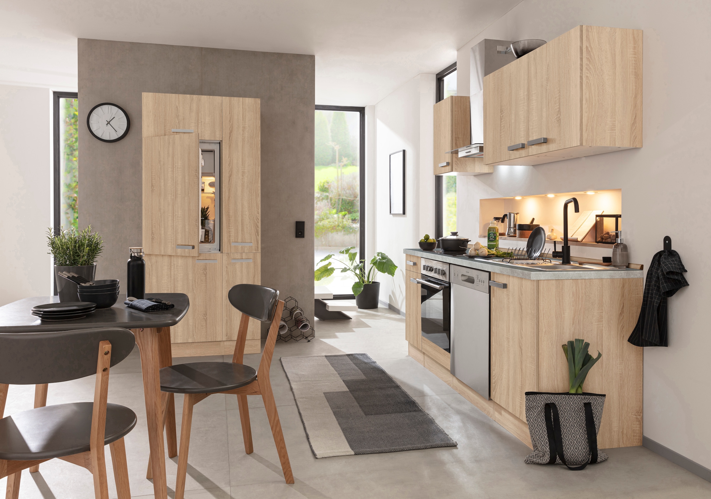 OPTIFIT Küchenzeile »Leer Breite 300 cm«, mit Hanseatic E-Geräten, inkl. Kühlschrank