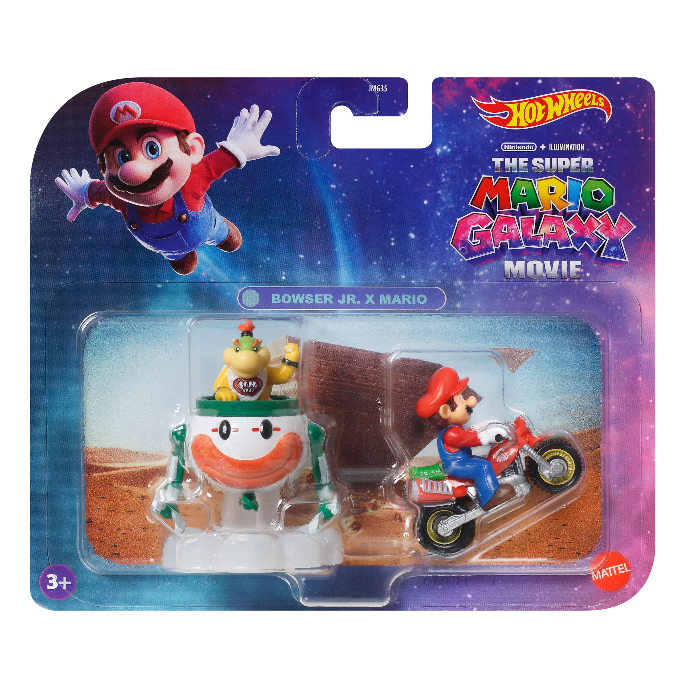 Hot Wheels Spielzeug-Motorrad »Super Mario, Mario auf seinem Motorrad und Bowser Jr. im Clown-Auto«