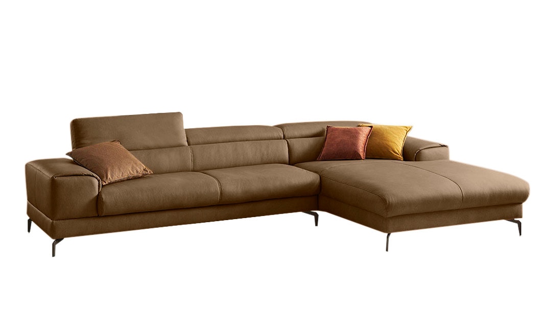 W.SCHILLIG Ecksofa »piedroo, Designsofa mit tollem Sitzkomfort, bequem und elegant, L-Form«, Kopfteilverstellung, wahlweise mit Sitztiefenverstellung, Breite 343cm