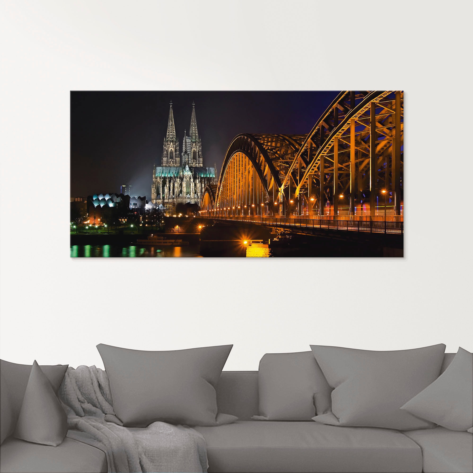 Artland Glasbild »Kölner Dom mit Brücke«, Deutschland, (1 St.), in verschiedenen Größen