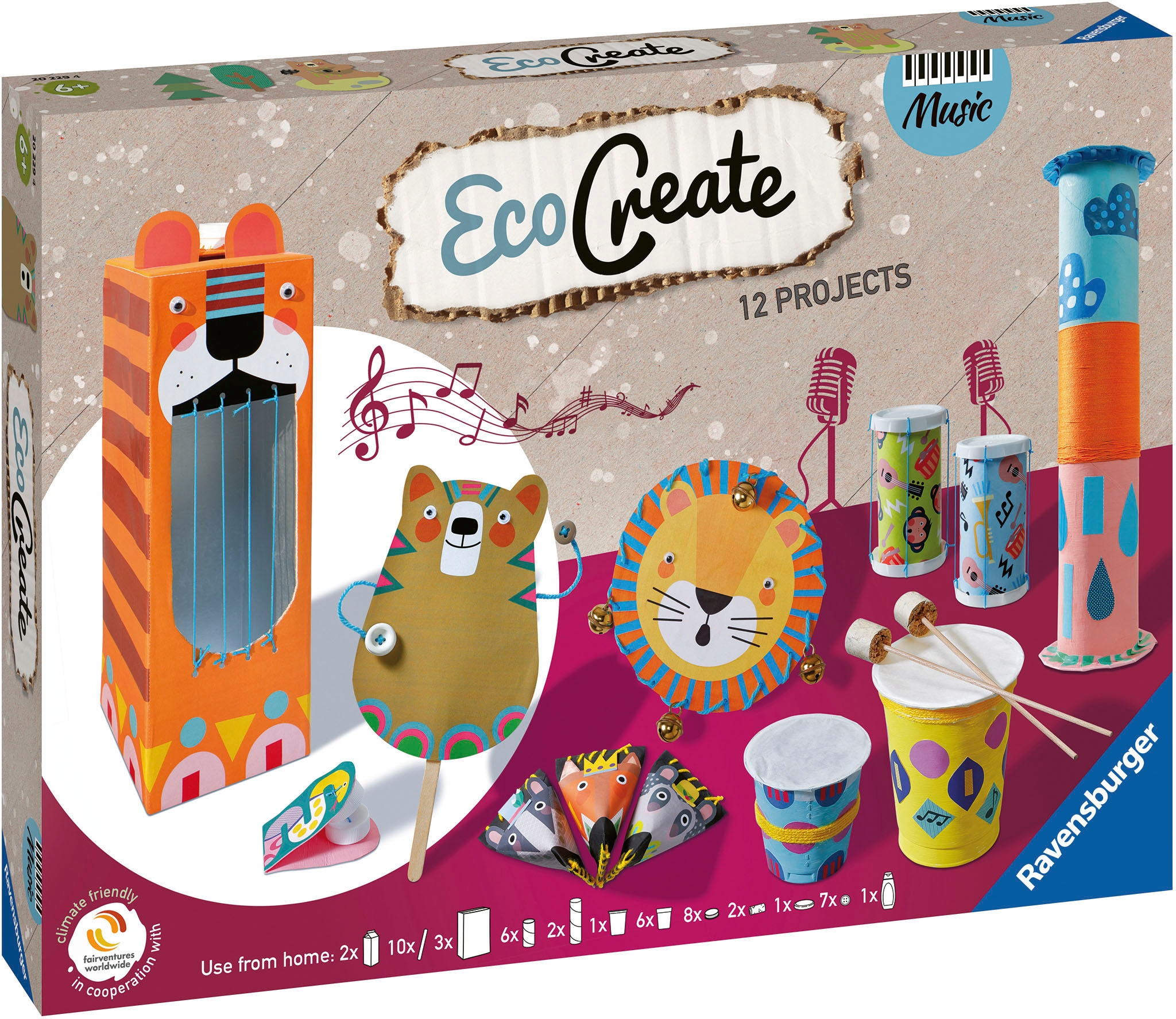 Ravensburger Kreativset »Eco Create, Make your own Music«, Upcycling und basteln in einem